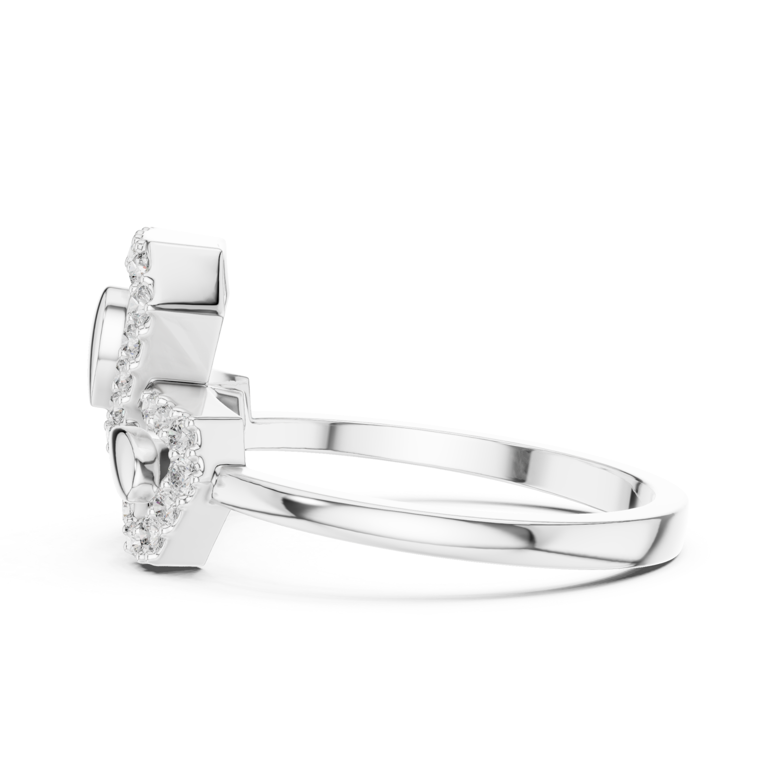  White Gold Serene Blossom Dual Motif Promise Band Side View