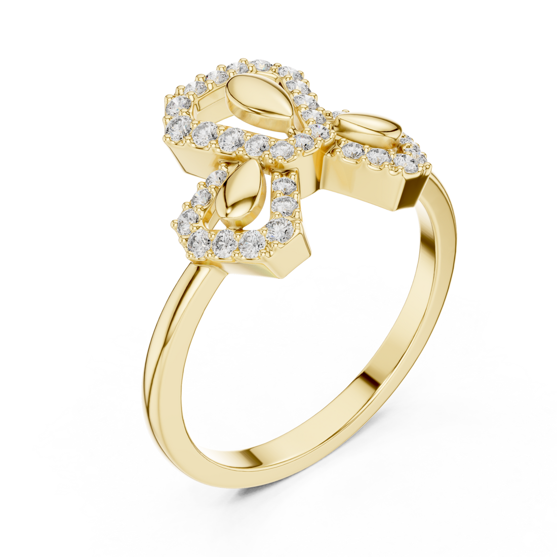 Gold Serene Blossom Dual Motif Promise Band Right View