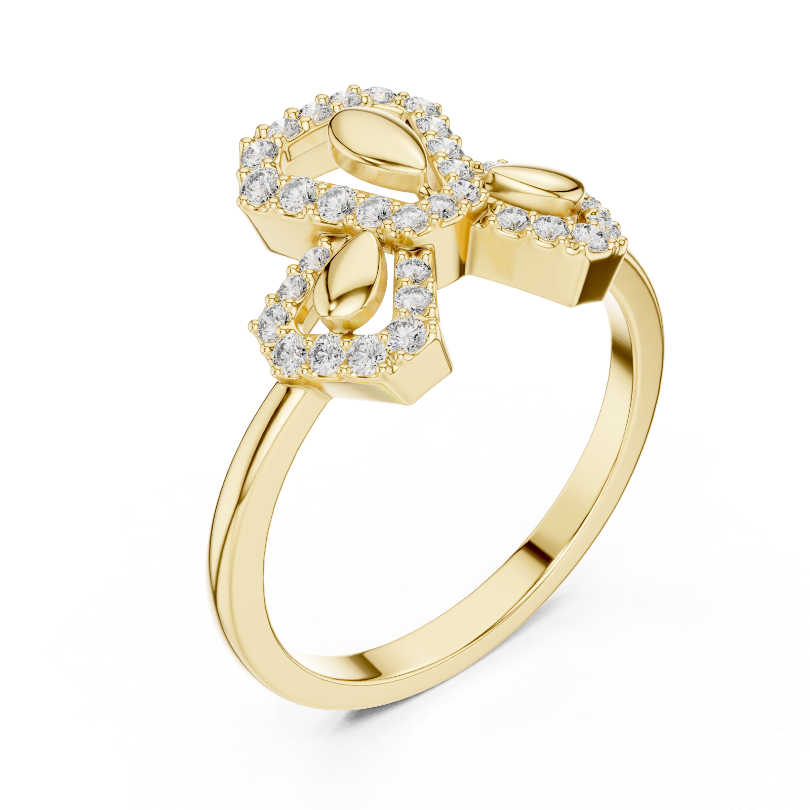 Gold Serene Blossom Dual Motif Promise Band Right View