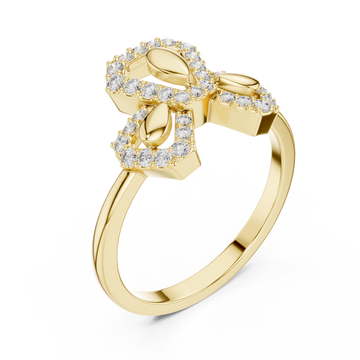 Gold Serene Blossom Dual Motif Promise Band Right View