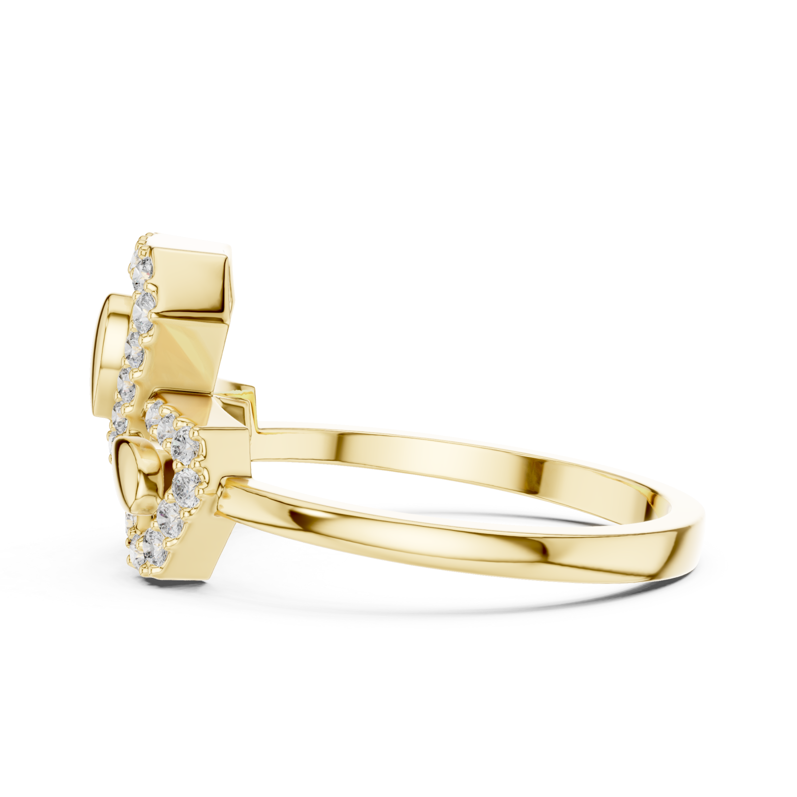  Gold Serene Blossom Dual Motif Promise Band Side View