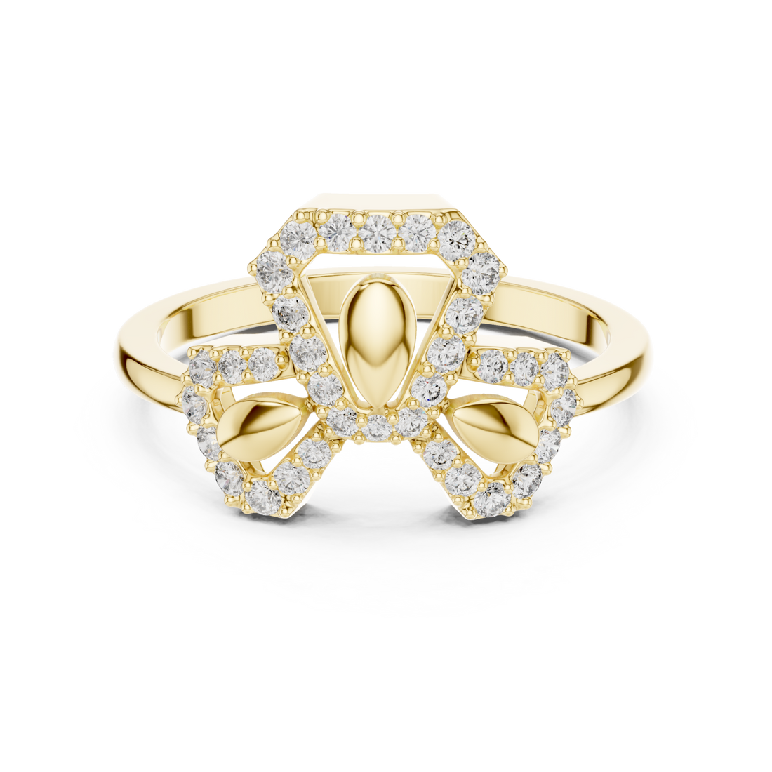 Gold Serene Blossom Dual Motif Promise Band Right View