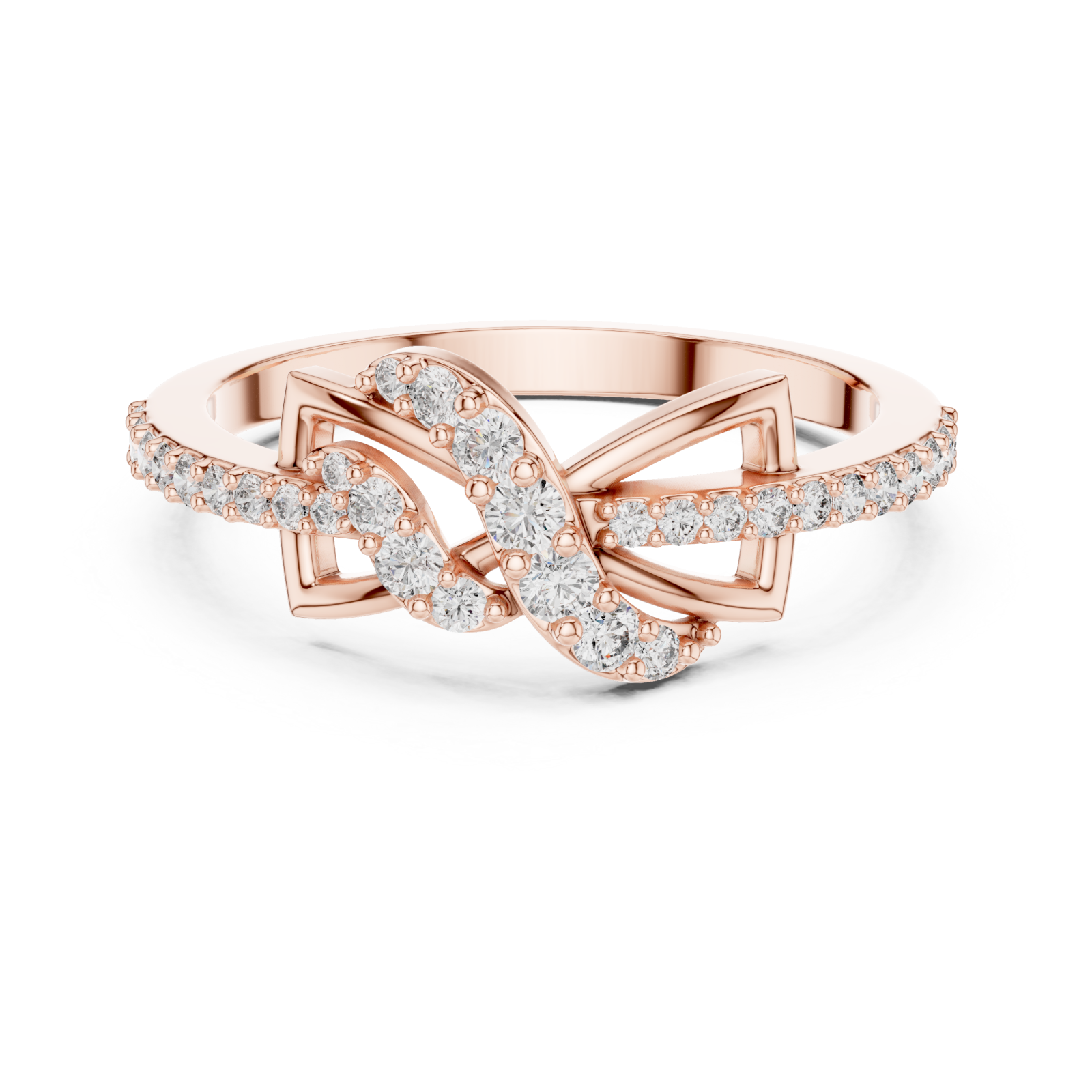  Rose Gold Enchanted Blossom Sentiment Band Front View