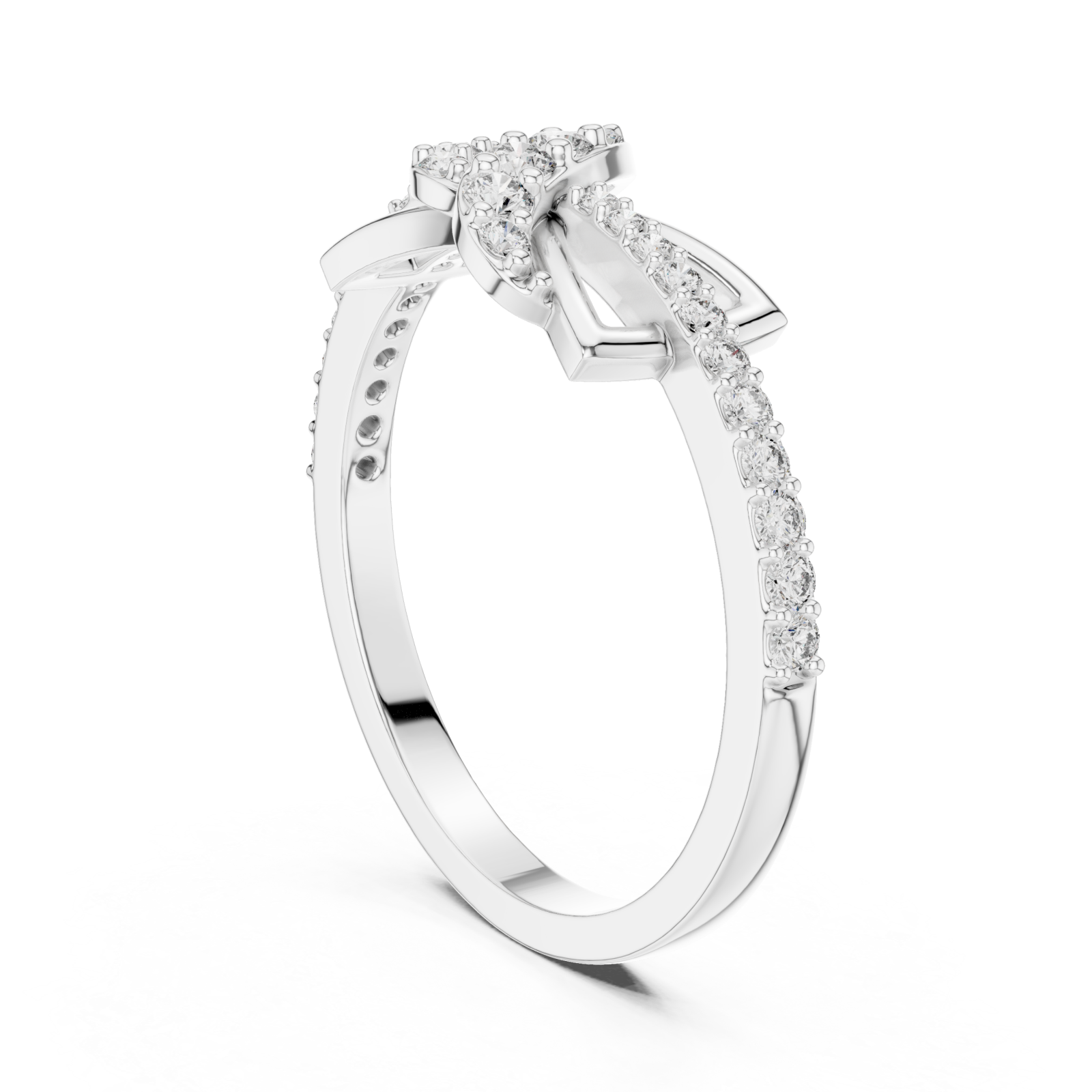  White Gold Enchanted Blossom Sentiment Band Left View