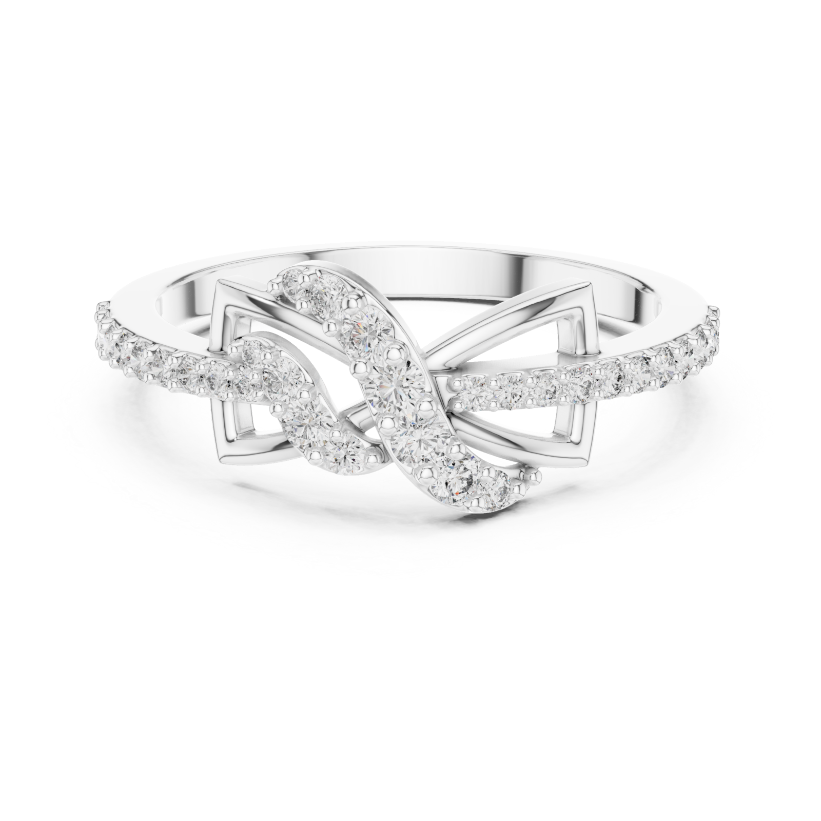  White Gold Enchanted Blossom Sentiment Band Front View