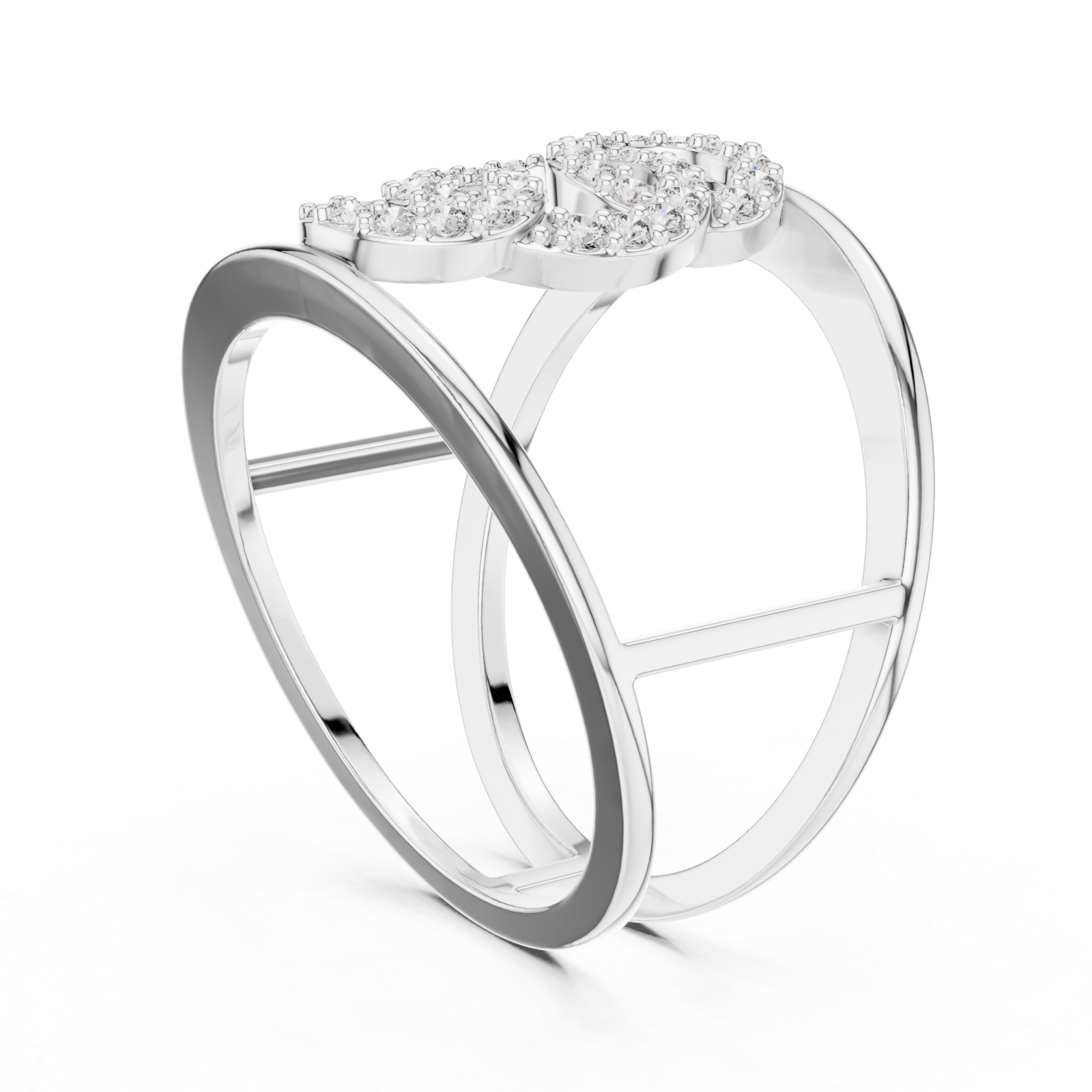  White Gold Infinite Poise Link Ring Left View
