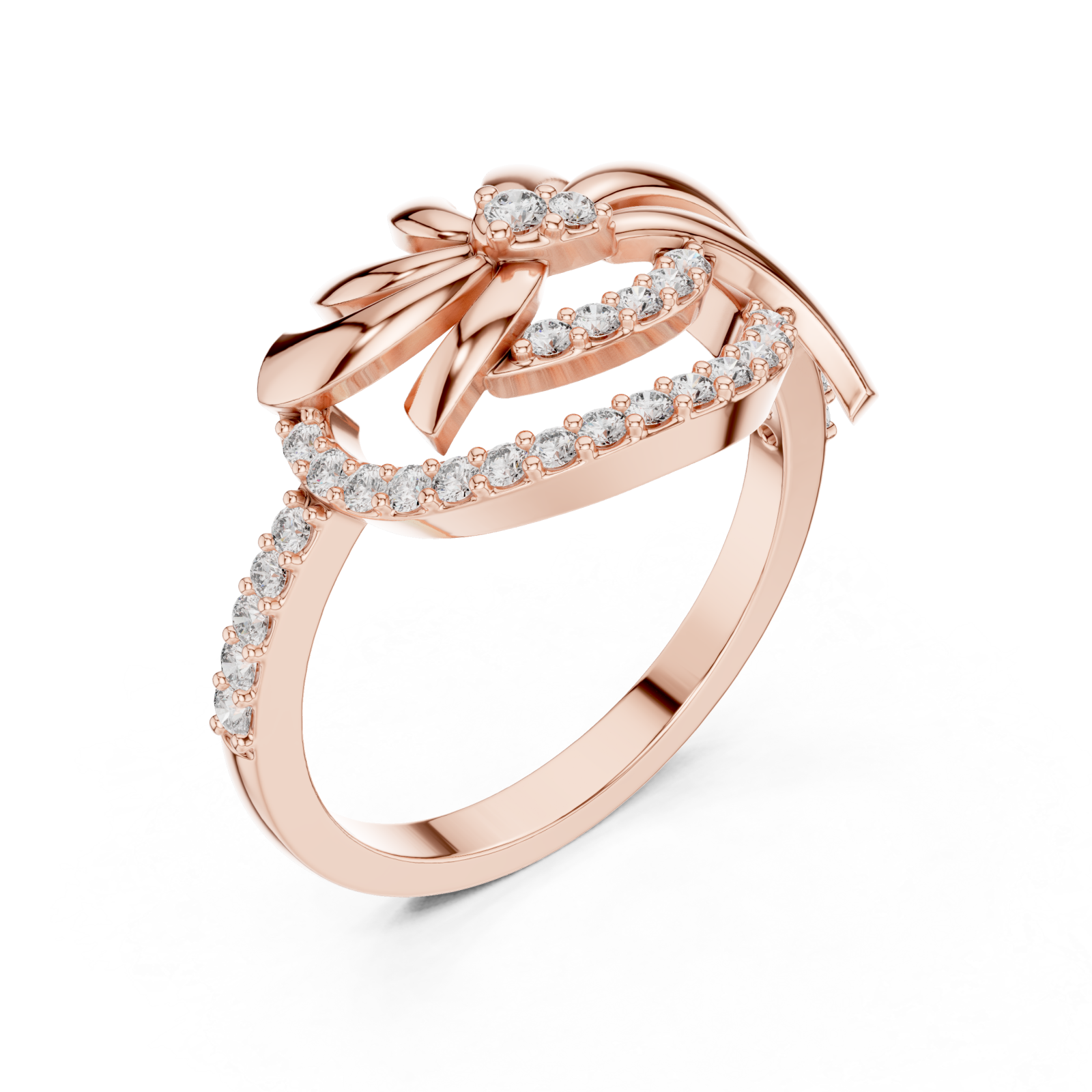  Rose Gold Ethereal Ribbon Halo Ring Right View