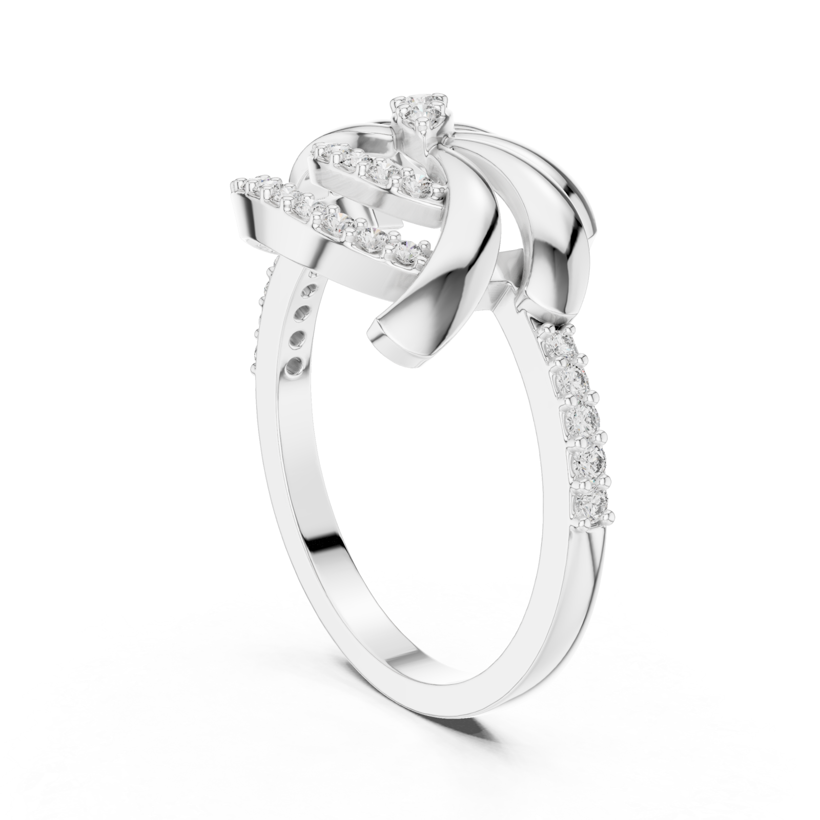  White Gold Ethereal Ribbon Halo Ring Left View