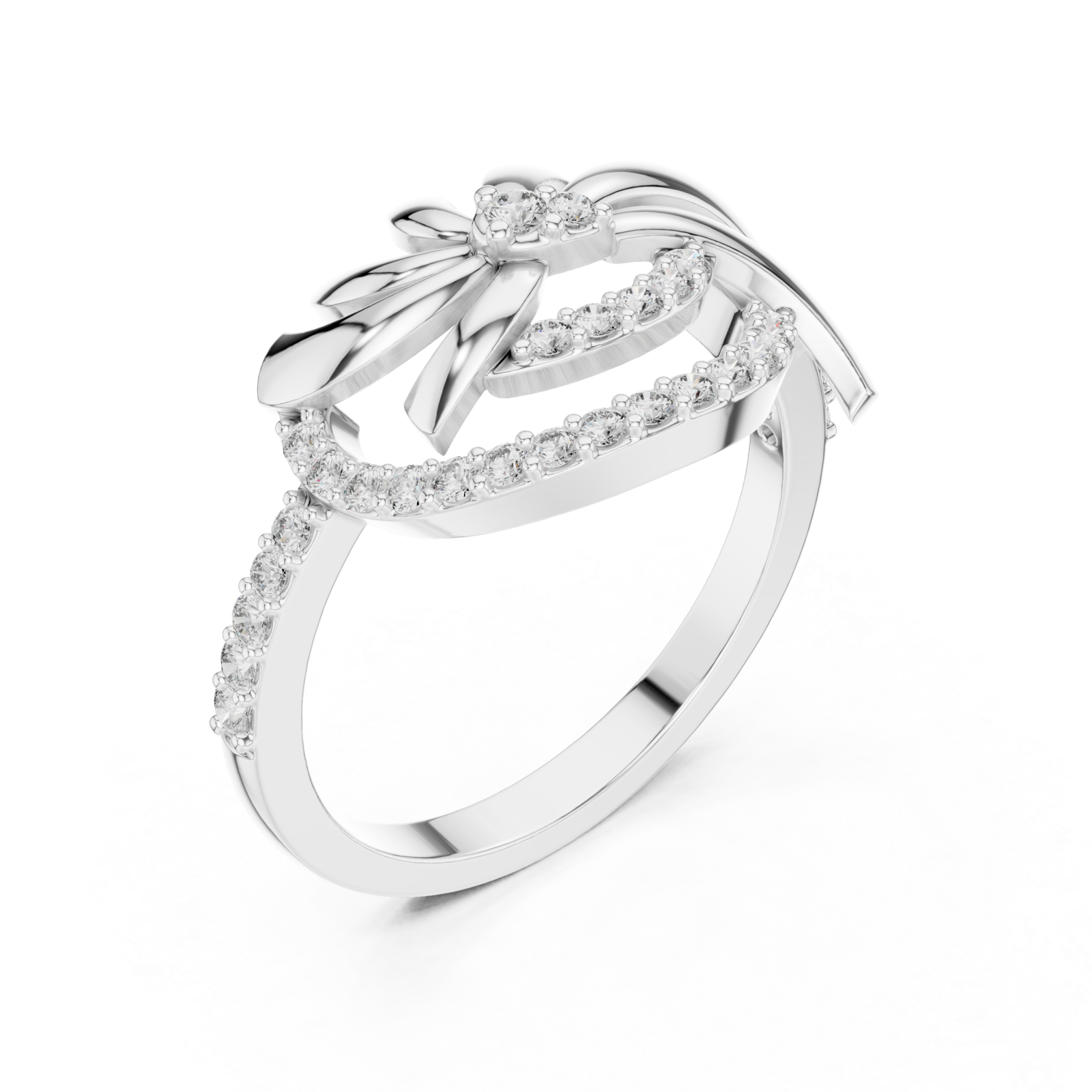  White Gold Ethereal Ribbon Halo Ring Right View