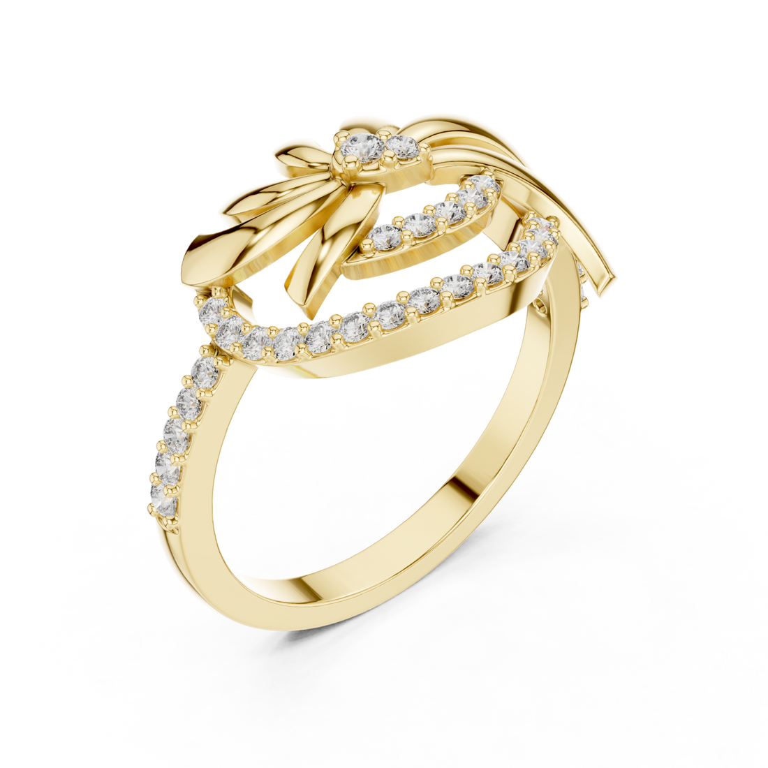 Gold Ethereal Ribbon Halo Ring Right View