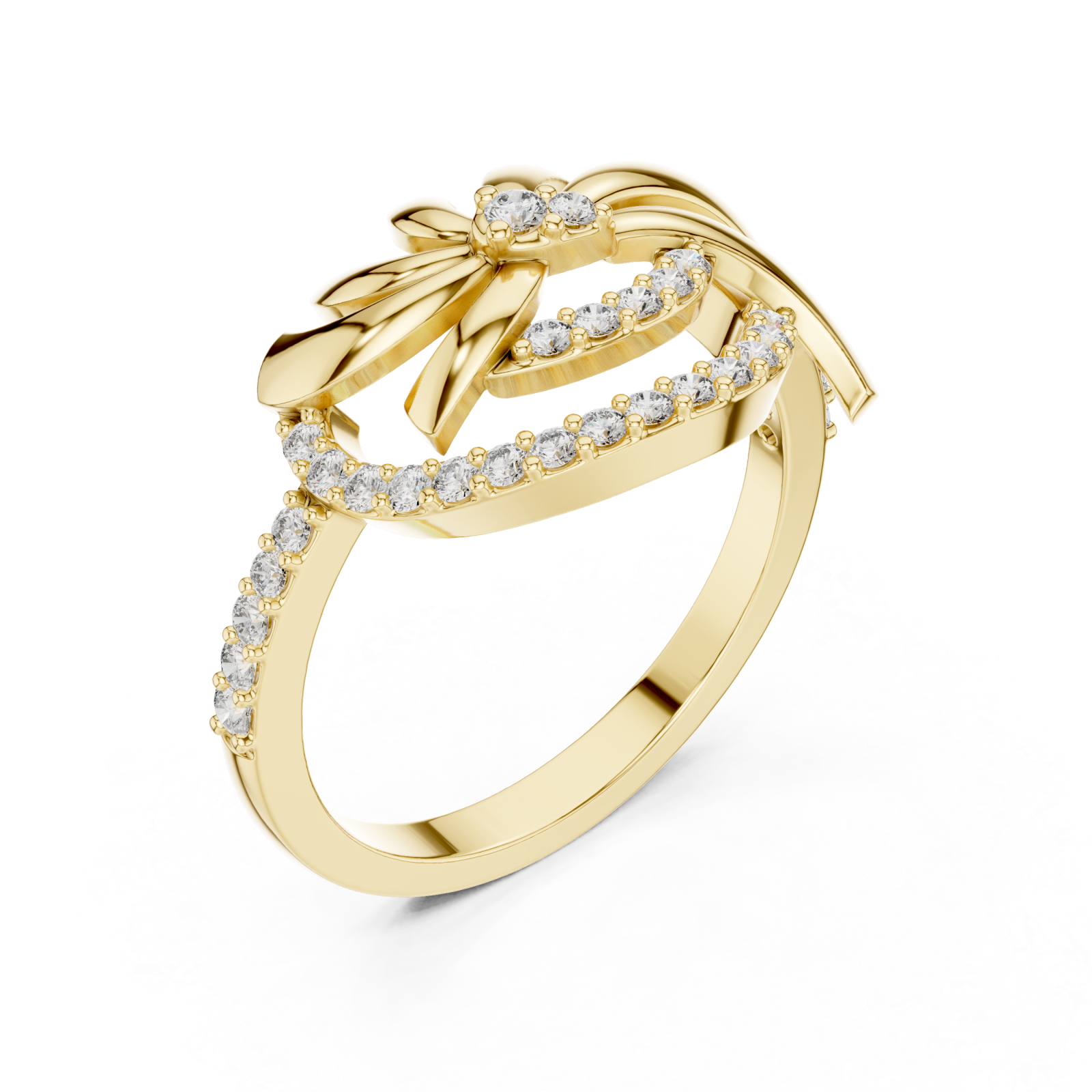 Gold Ethereal Ribbon Halo Ring Right View