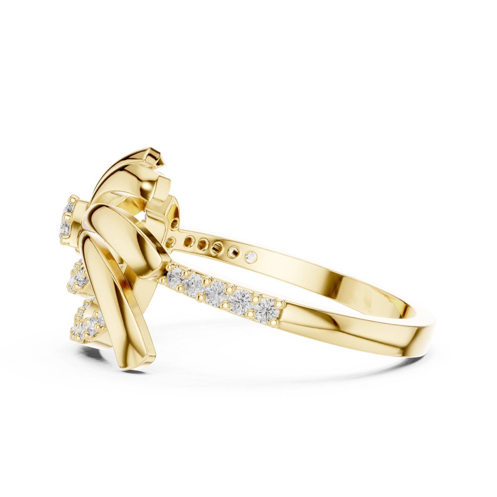  Gold Ethereal Ribbon Halo Ring Side View