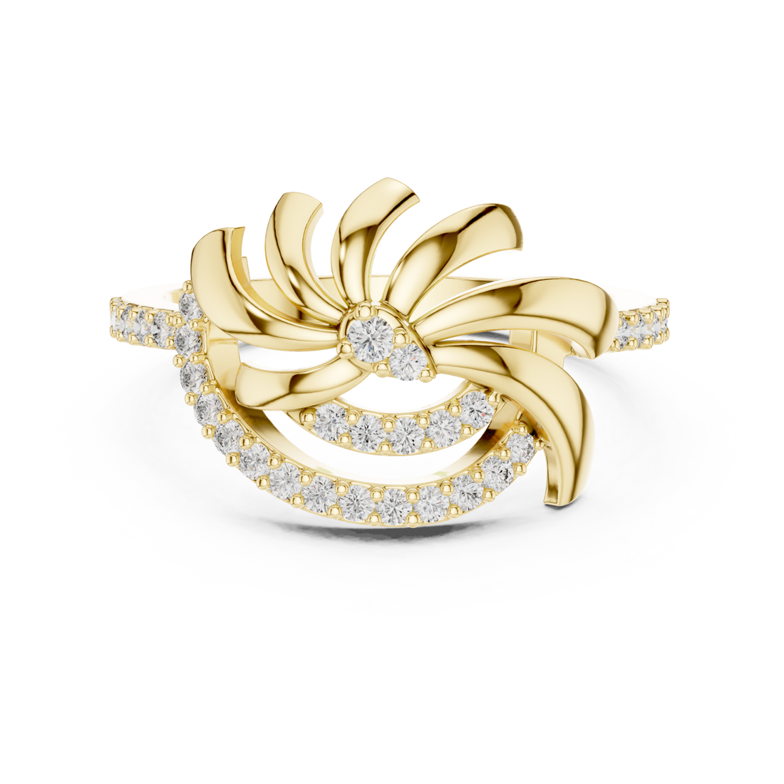 Gold Ethereal Ribbon Halo Ring Right View