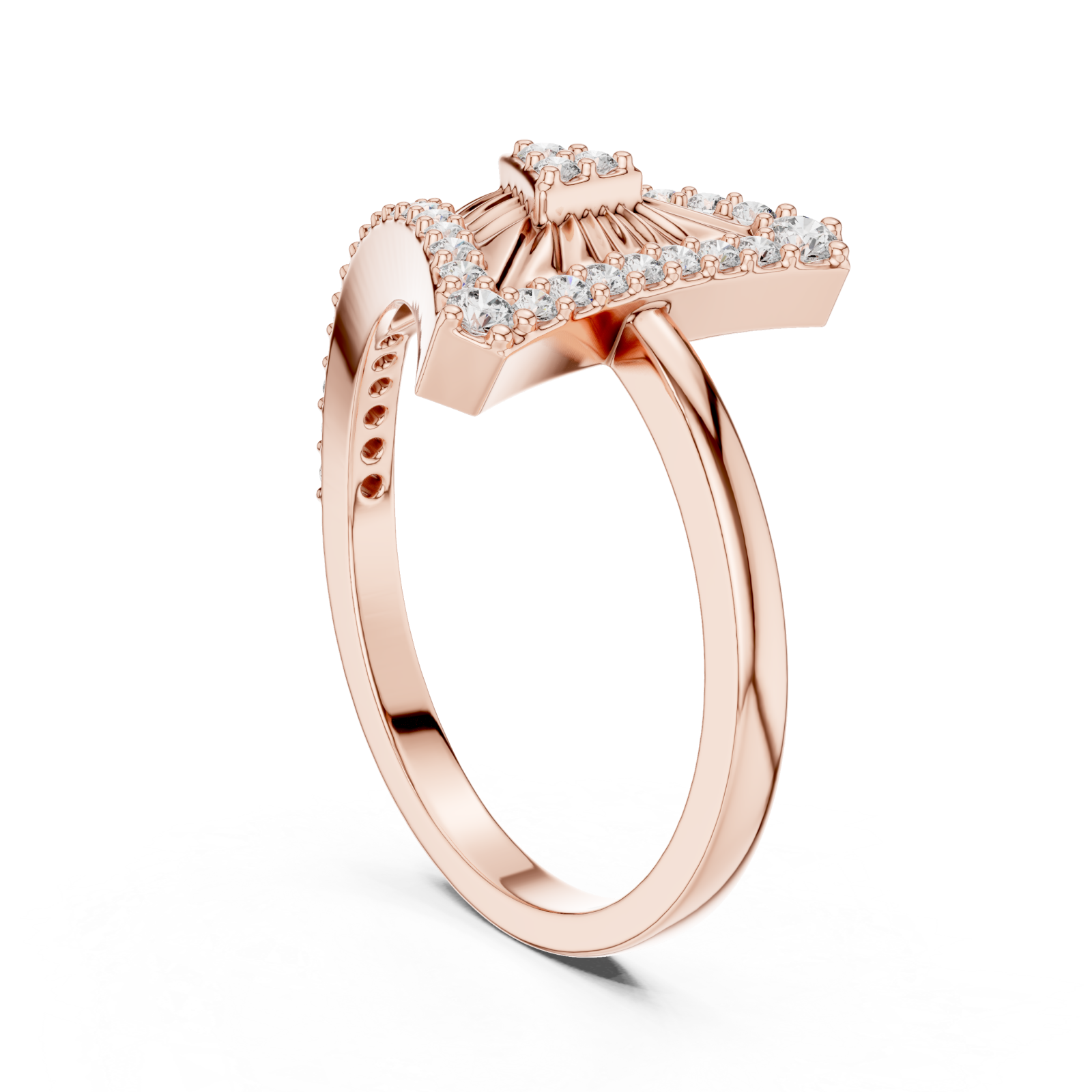  Rose Gold Timeless Radiance Petal Arc Statement Ring Left View