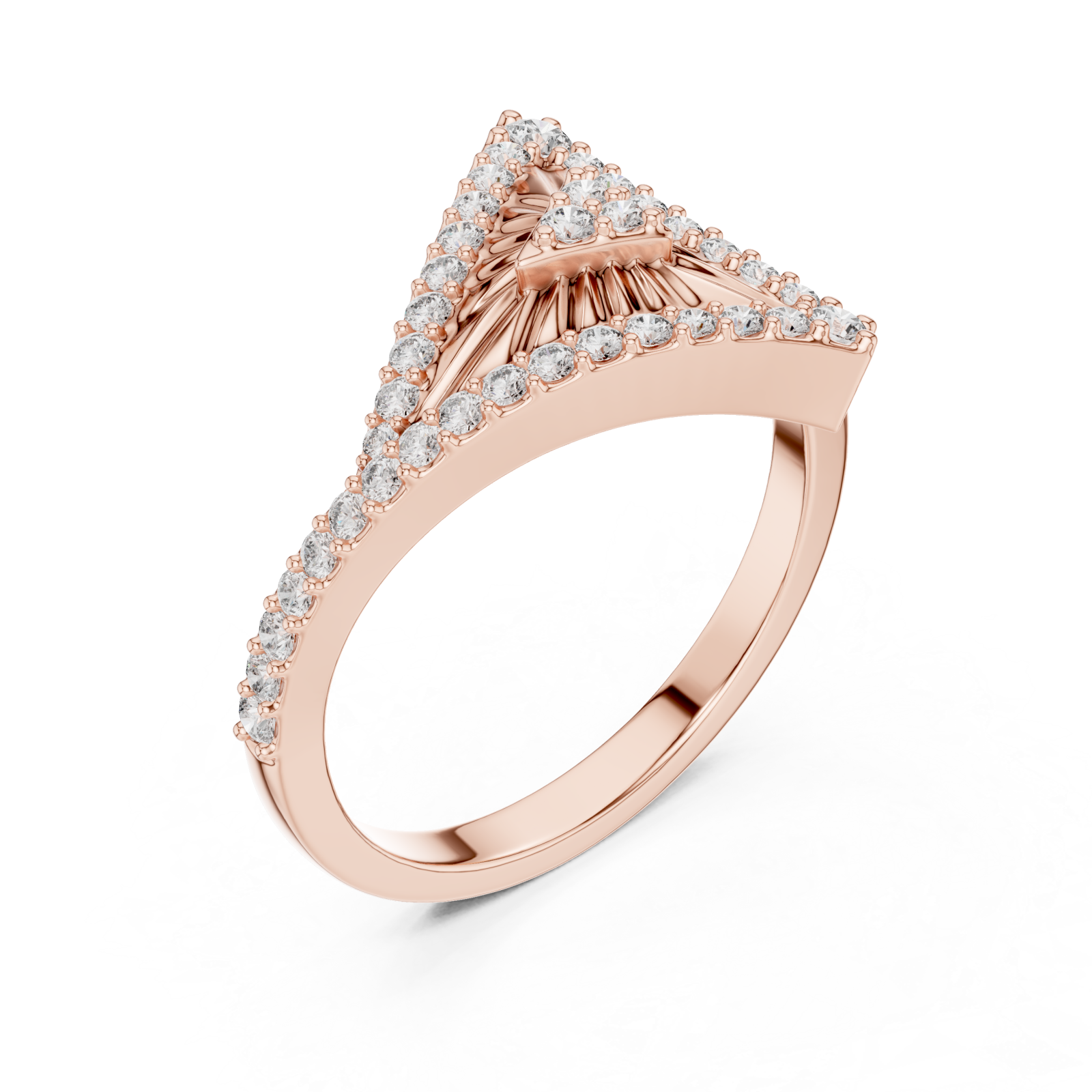  Rose Gold Timeless Radiance Petal Arc Statement Ring Right View