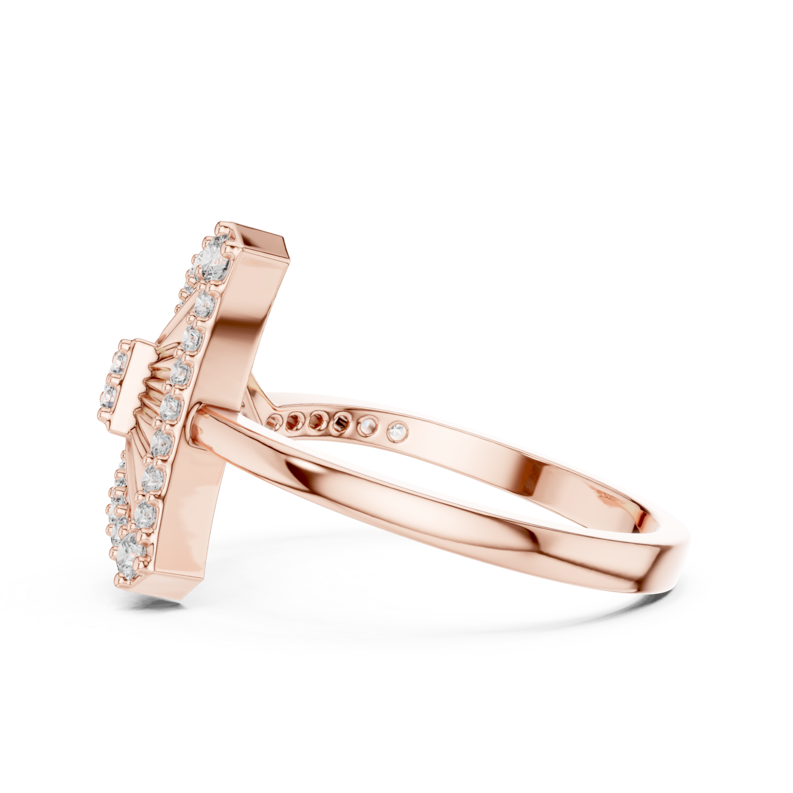  Rose Gold Timeless Radiance Petal Arc Statement Ring Side View