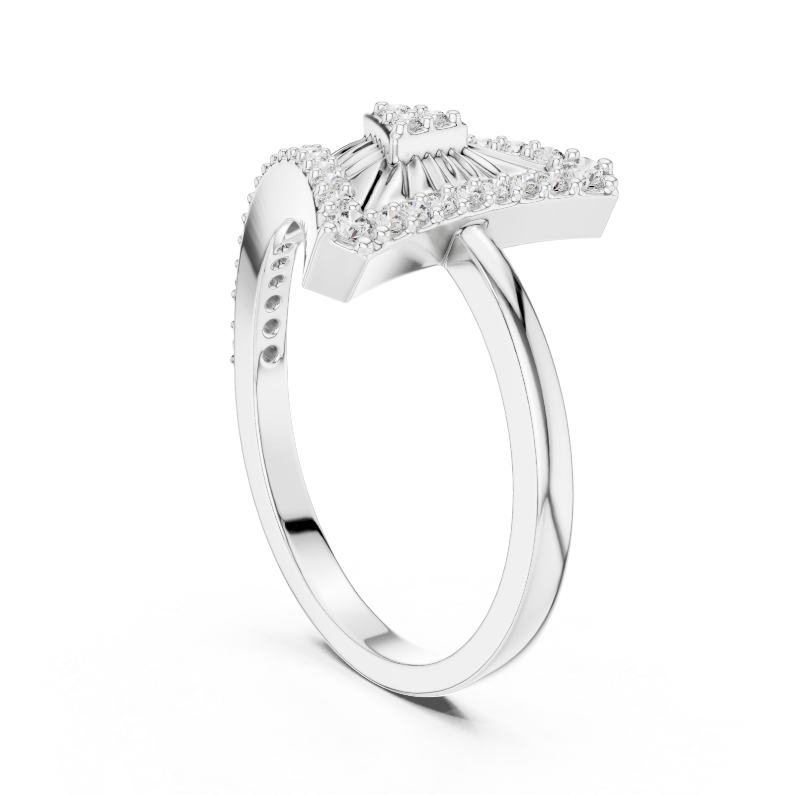  White Gold Timeless Radiance Petal Arc Statement Ring Left View