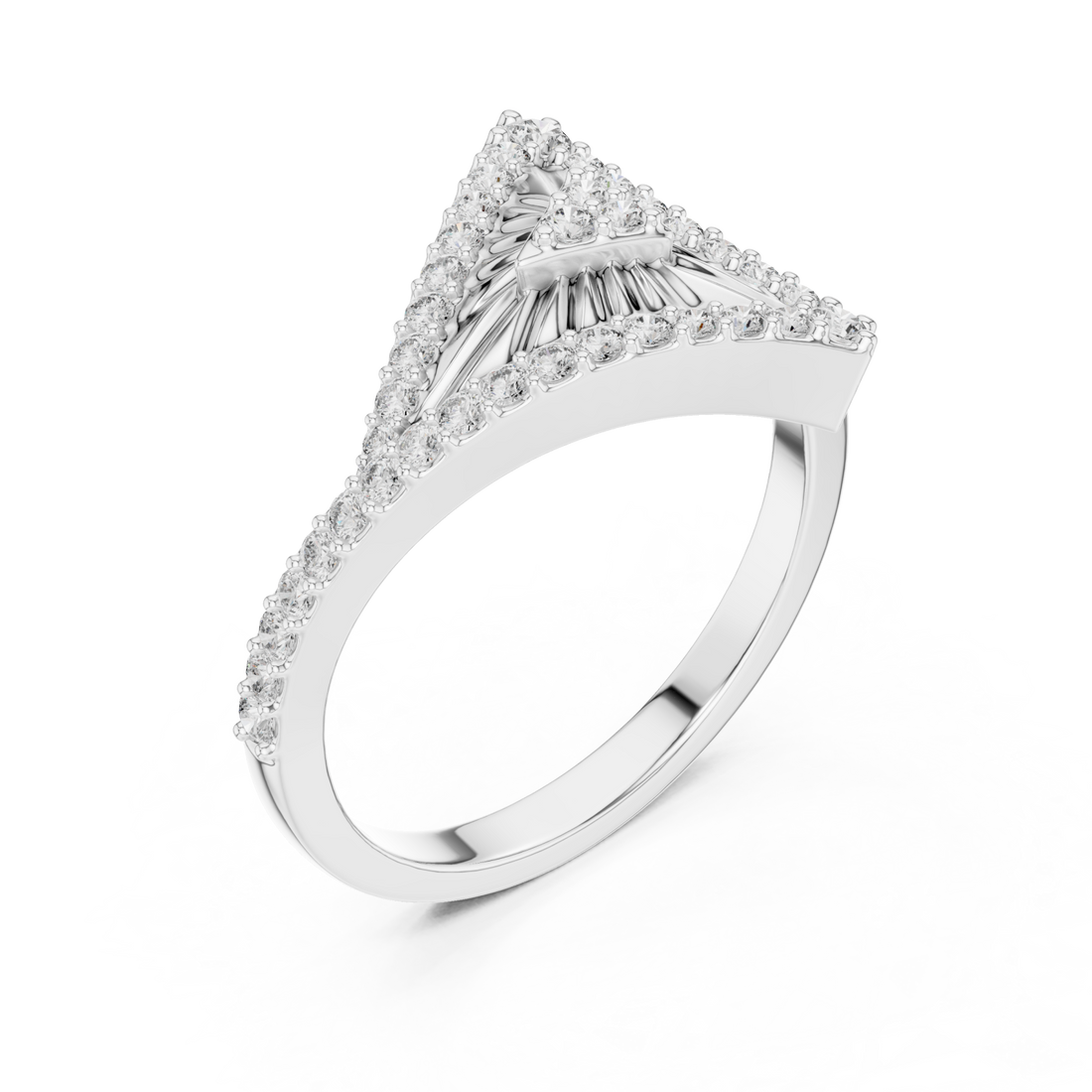  White Gold Timeless Radiance Petal Arc Statement Ring Right View