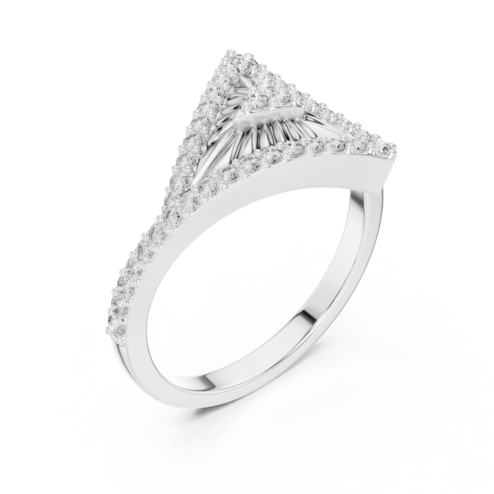  White Gold Timeless Radiance Petal Arc Statement Ring Right View