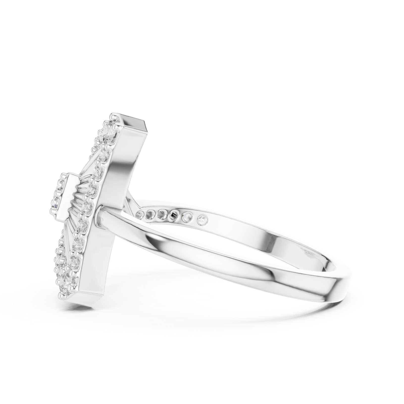 White Gold Timeless Radiance Petal Arc Statement Ring Side View
