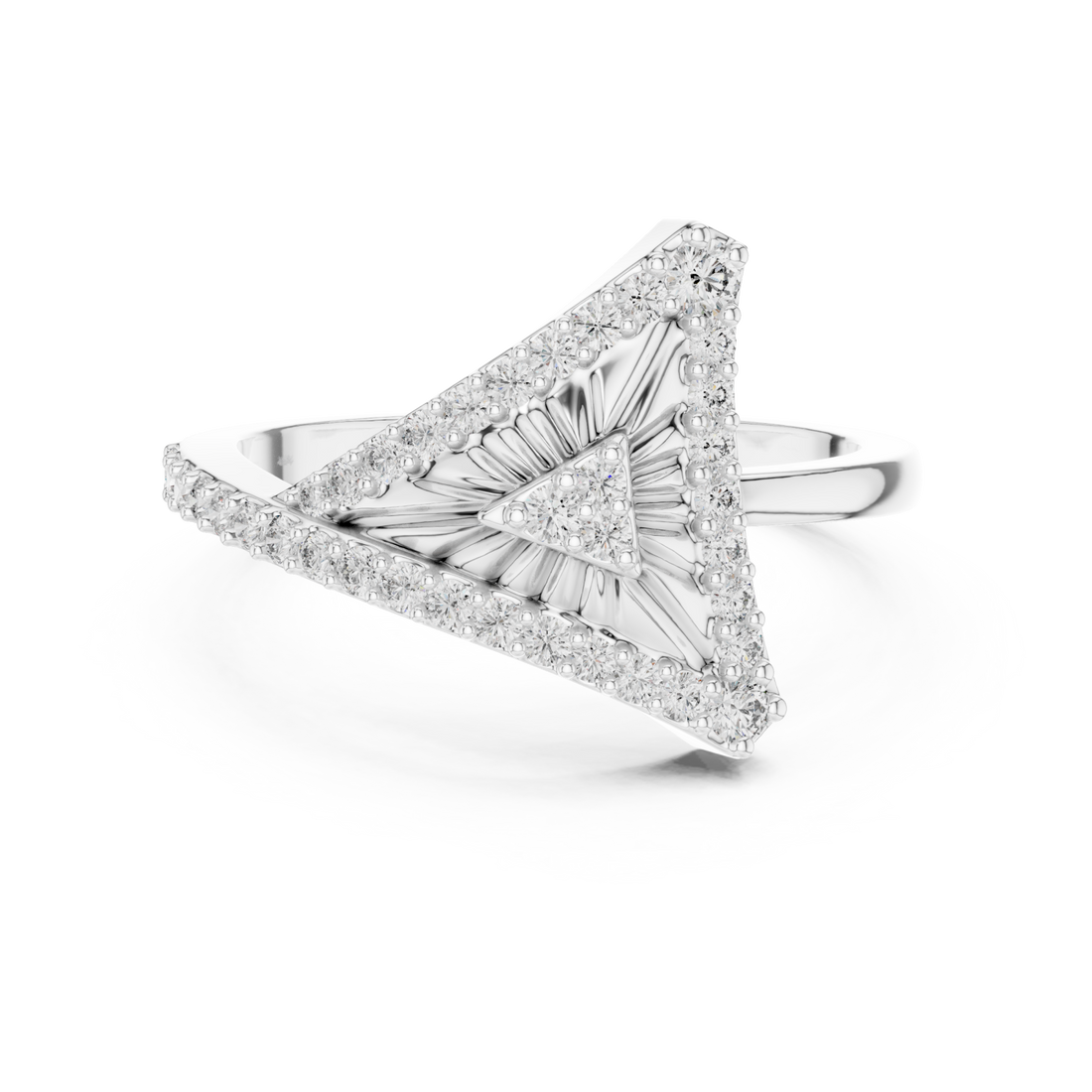  White Gold Timeless Radiance Petal Arc Statement Ring Right View