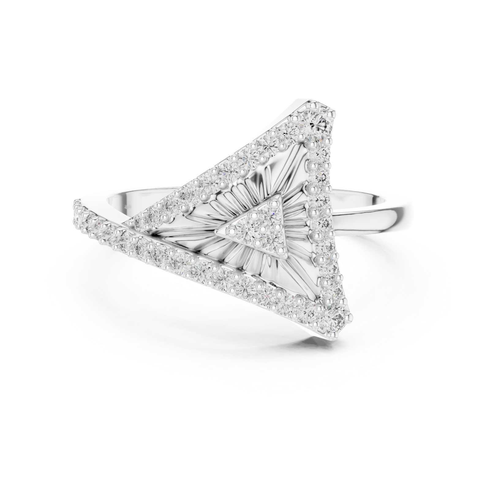  White Gold Timeless Radiance Petal Arc Statement Ring Front View