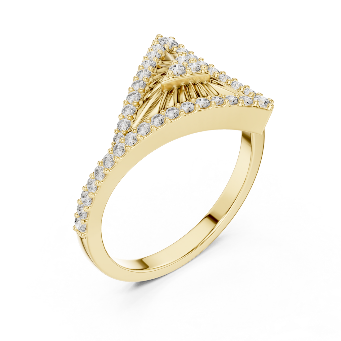 Gold Timeless Radiance Petal Arc Statement Ring Right View