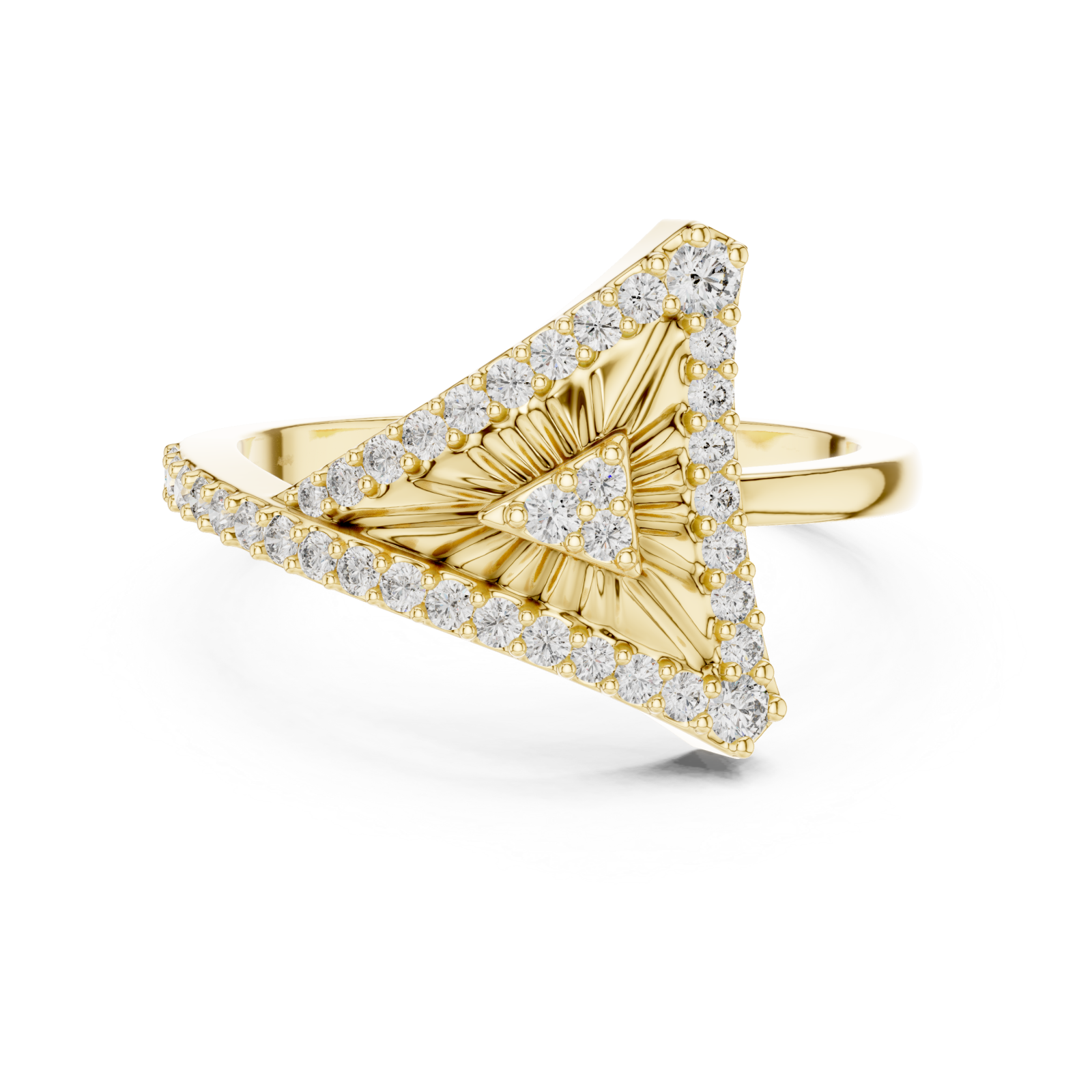  Gold Timeless Radiance Petal Arc Statement Ring Front View