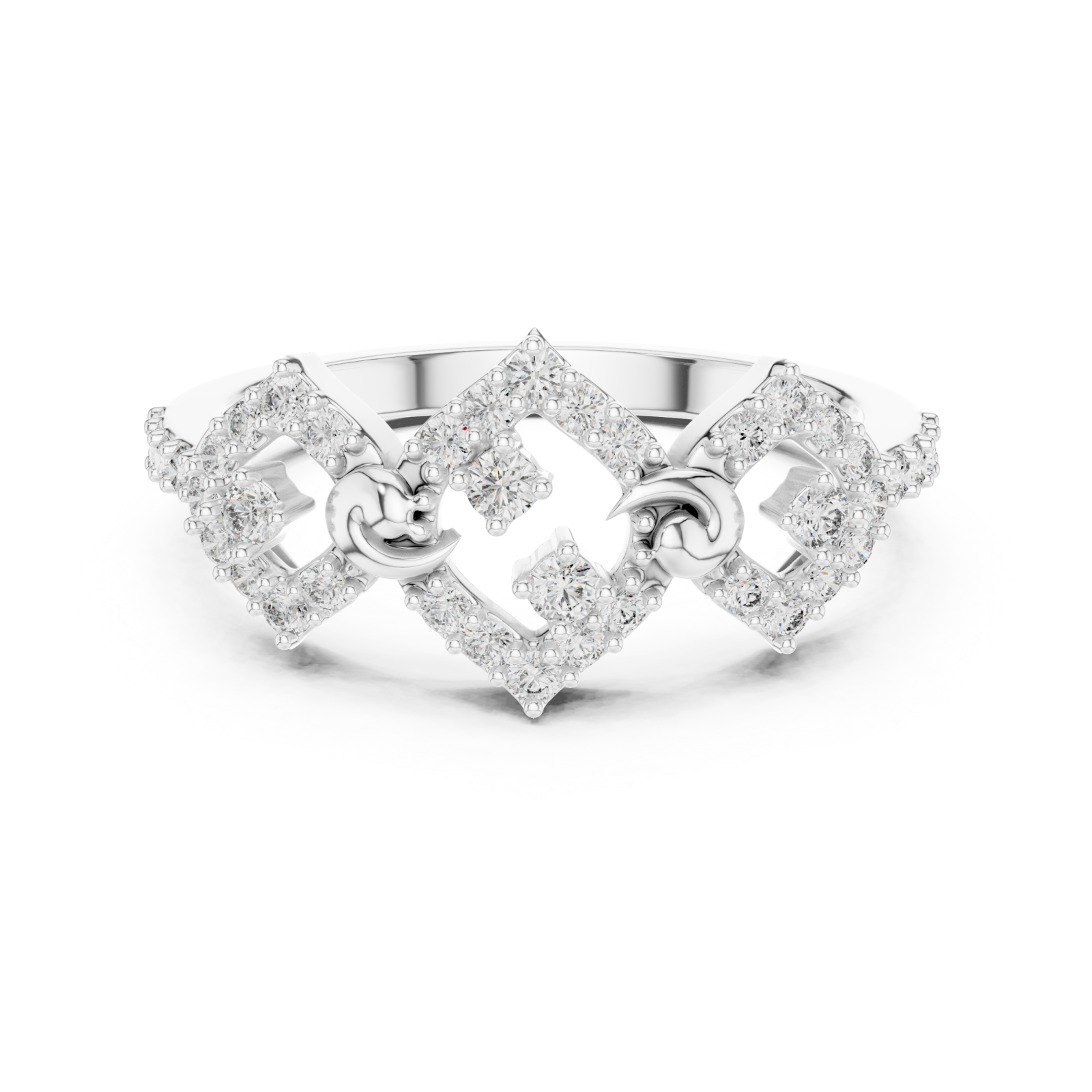  White Gold Harmony Twist Guardian Band Front View