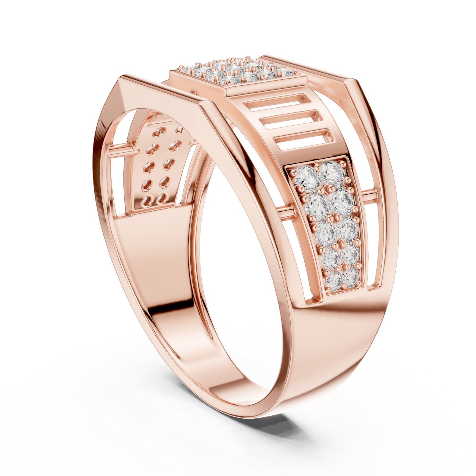  Rose Gold Radiant Graceful Contour Ring Left View