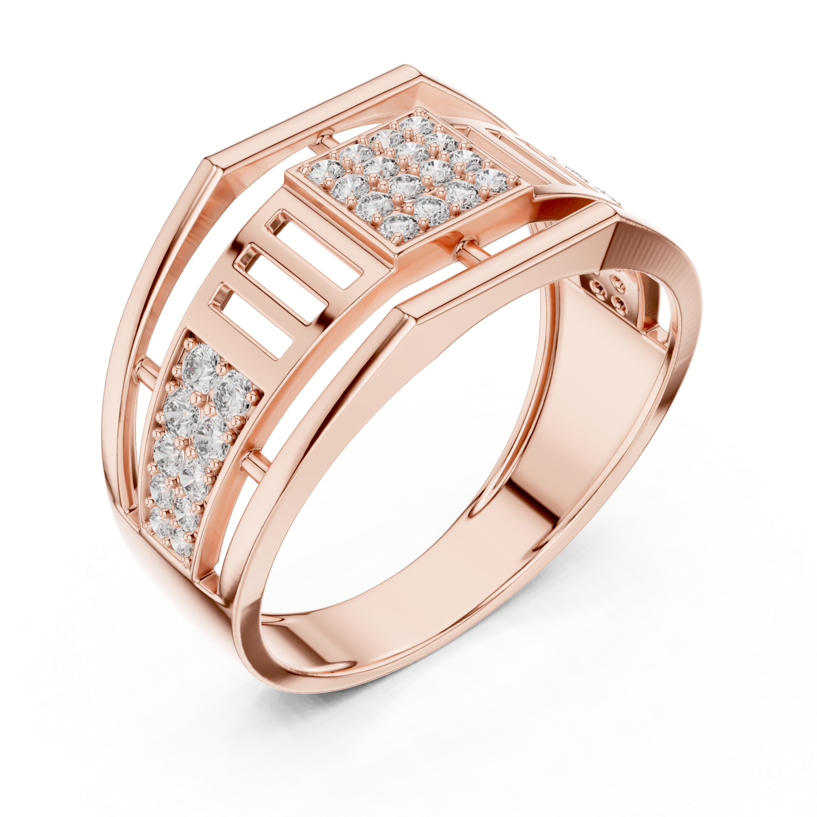  Rose Gold Radiant Graceful Contour Ring Right View