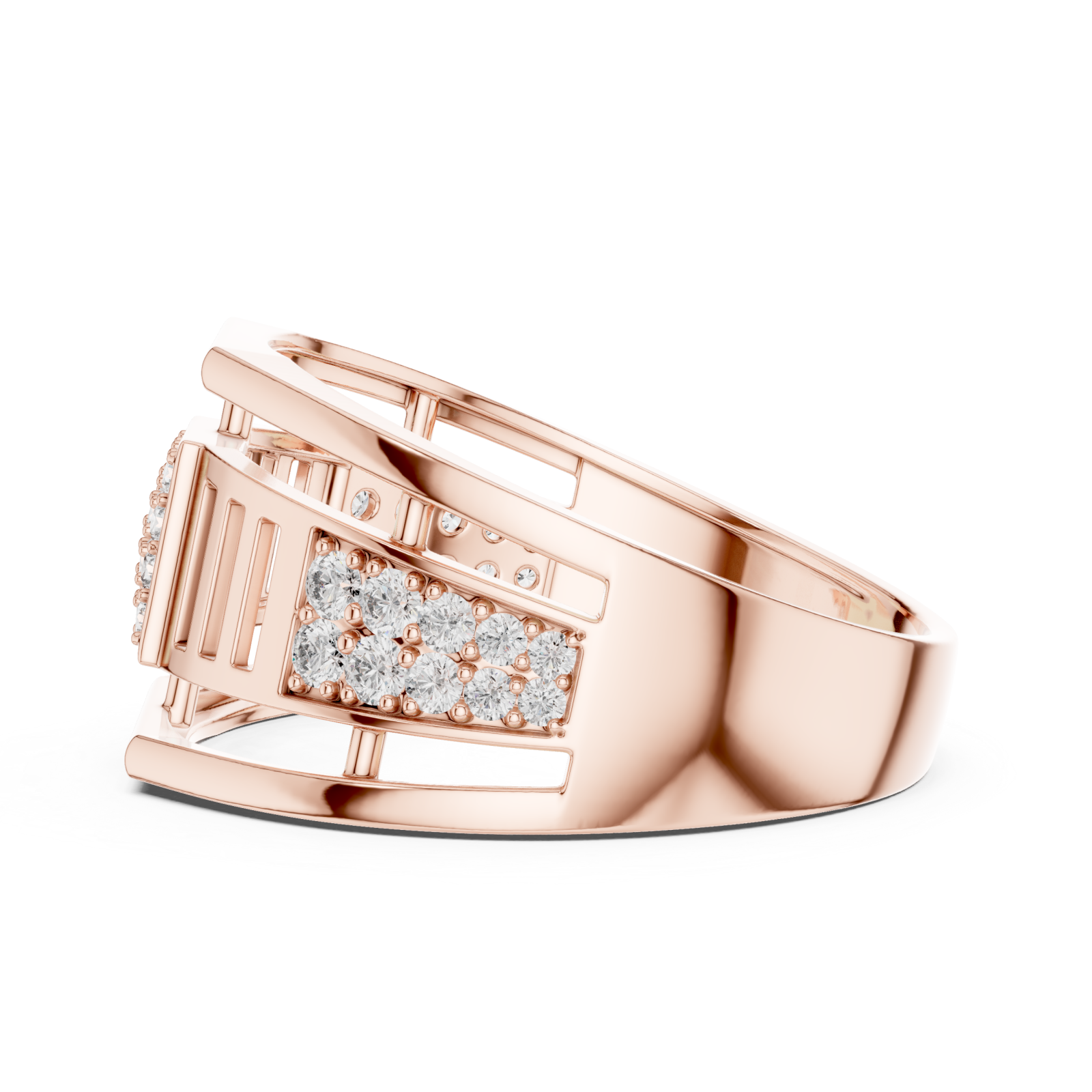  Rose Gold Radiant Graceful Contour Ring Side View