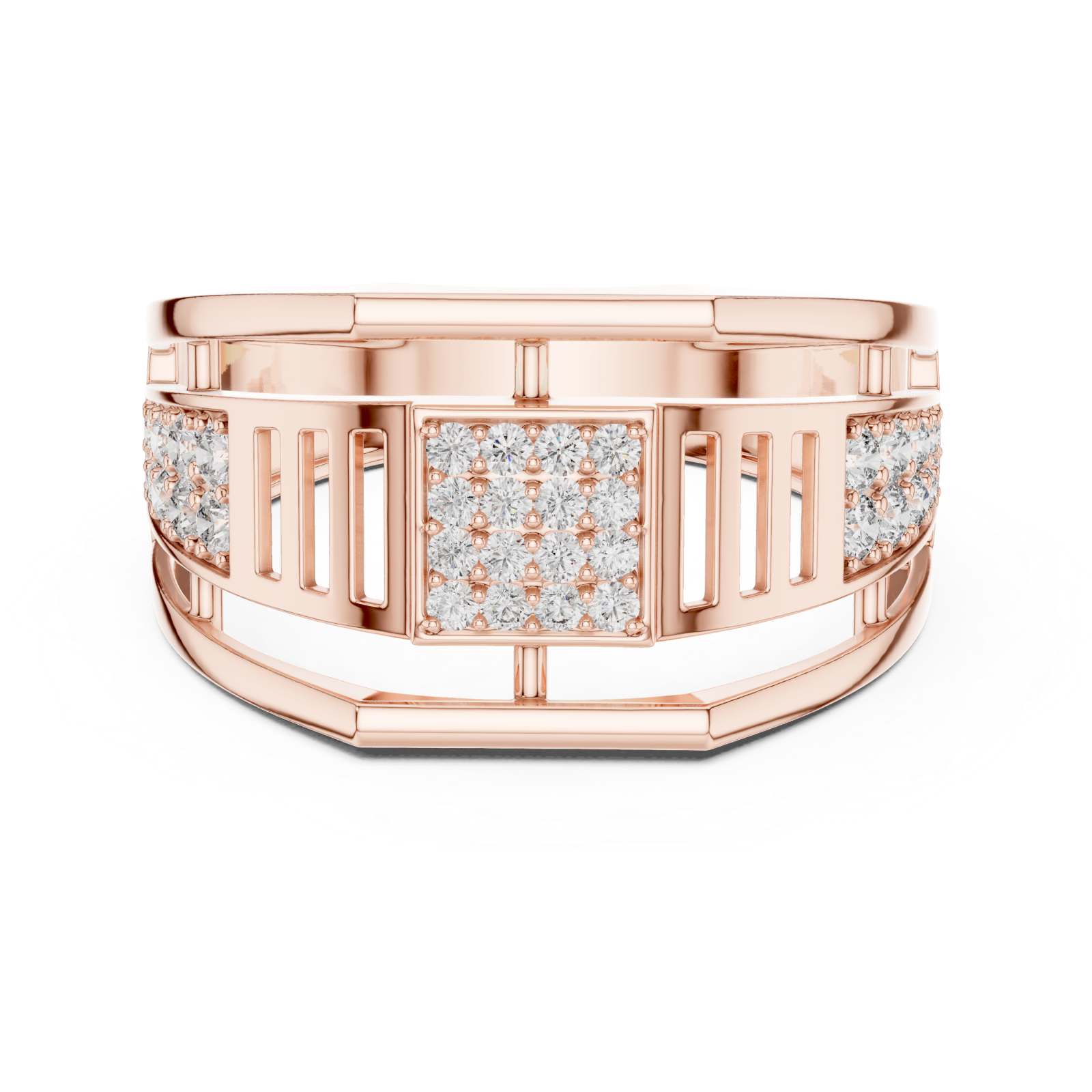  Rose Gold Radiant Graceful Contour Ring Front View