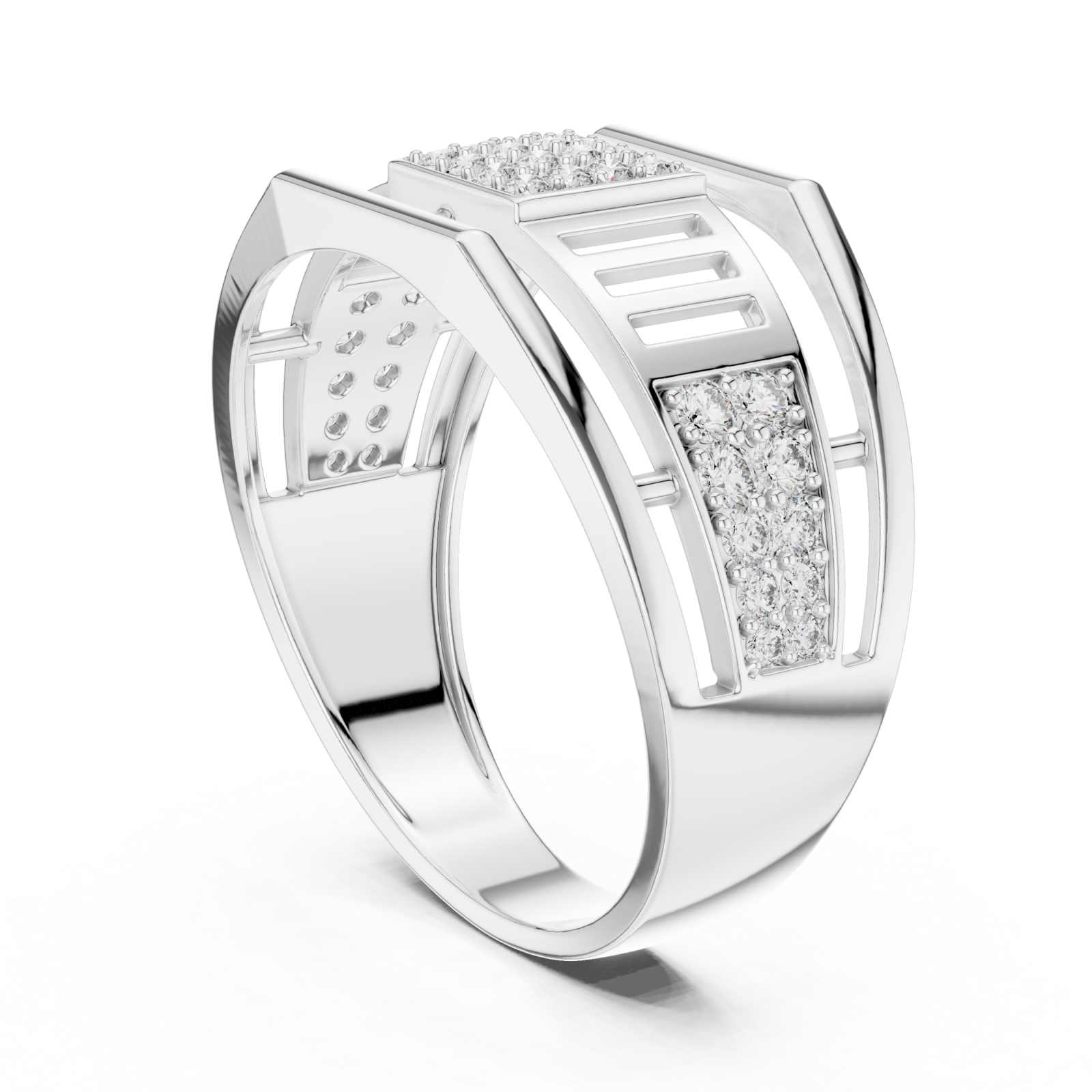  White Gold Radiant Graceful Contour Ring Left View