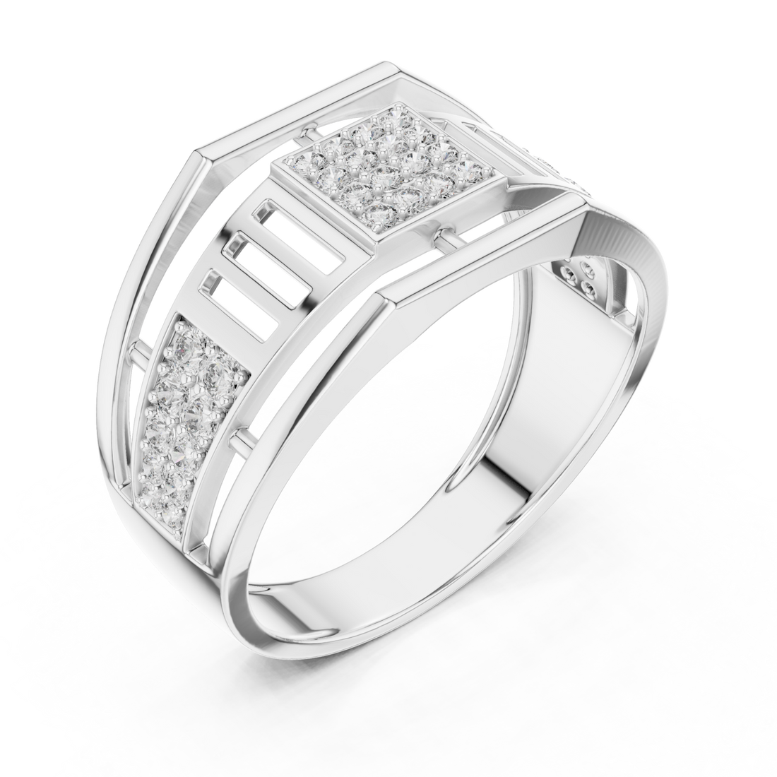  White Gold Radiant Graceful Contour Ring Right View