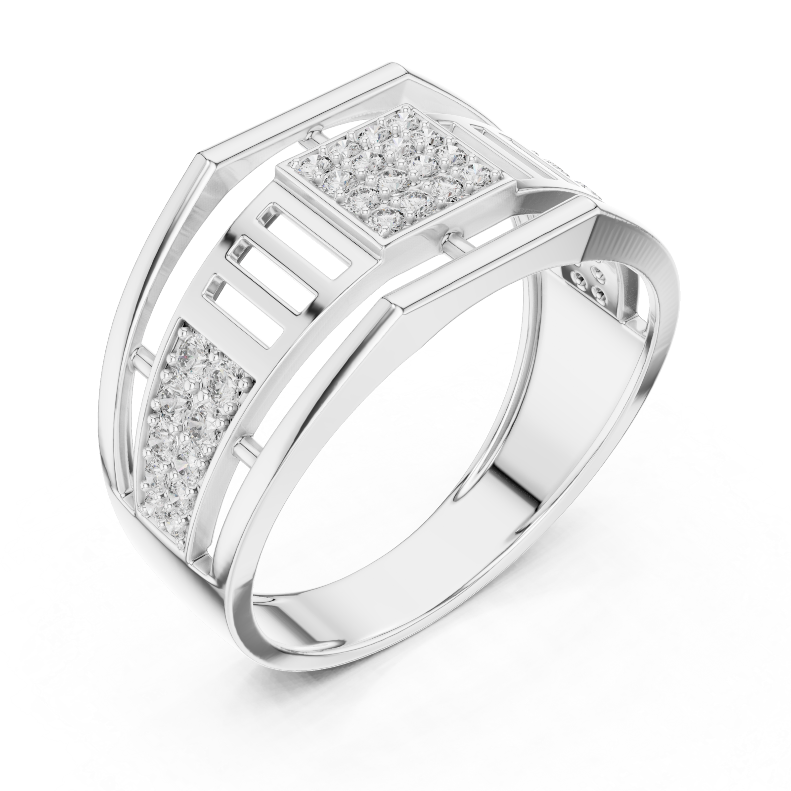 White Gold Radiant Graceful Contour Ring Right View