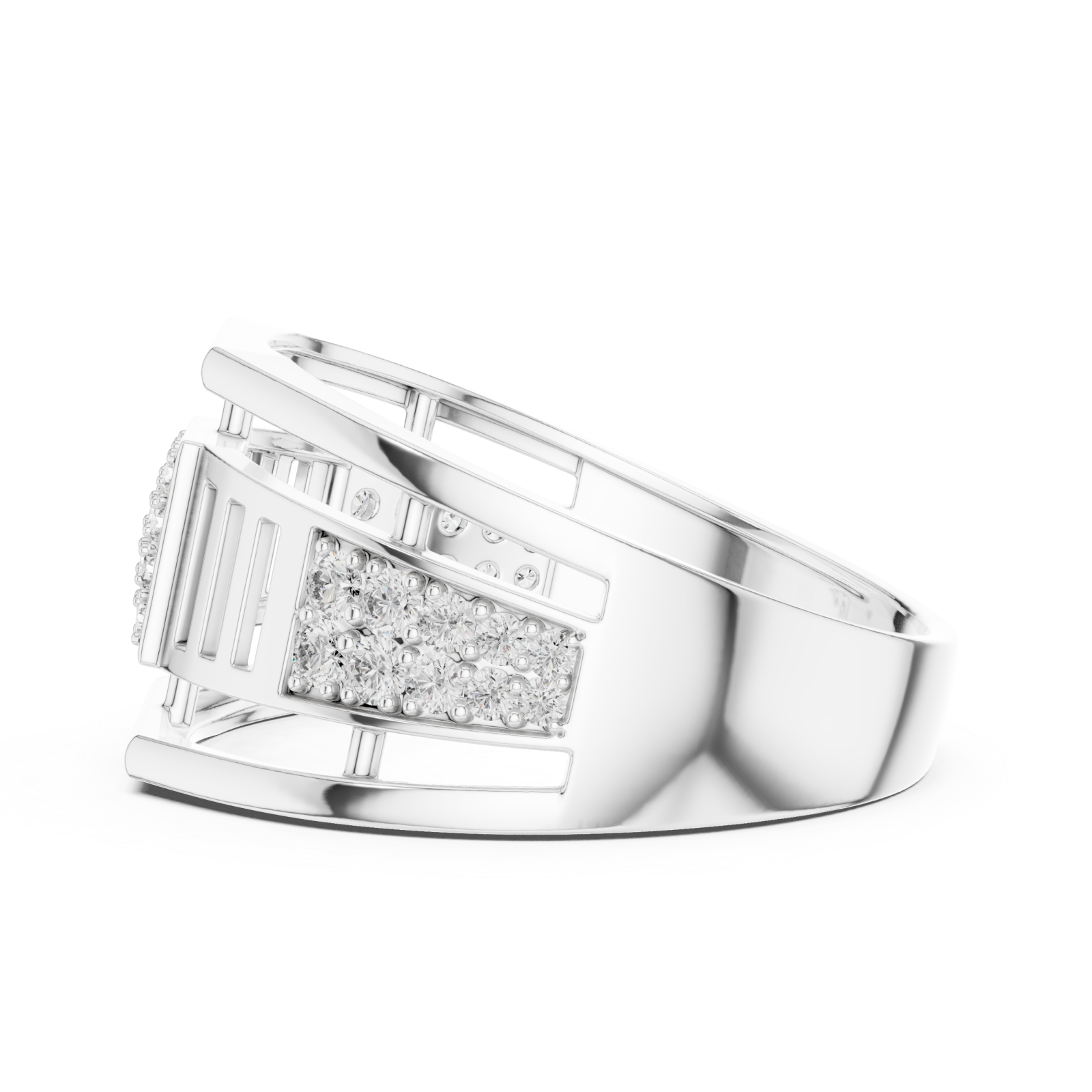  White Gold Radiant Graceful Contour Ring Side View