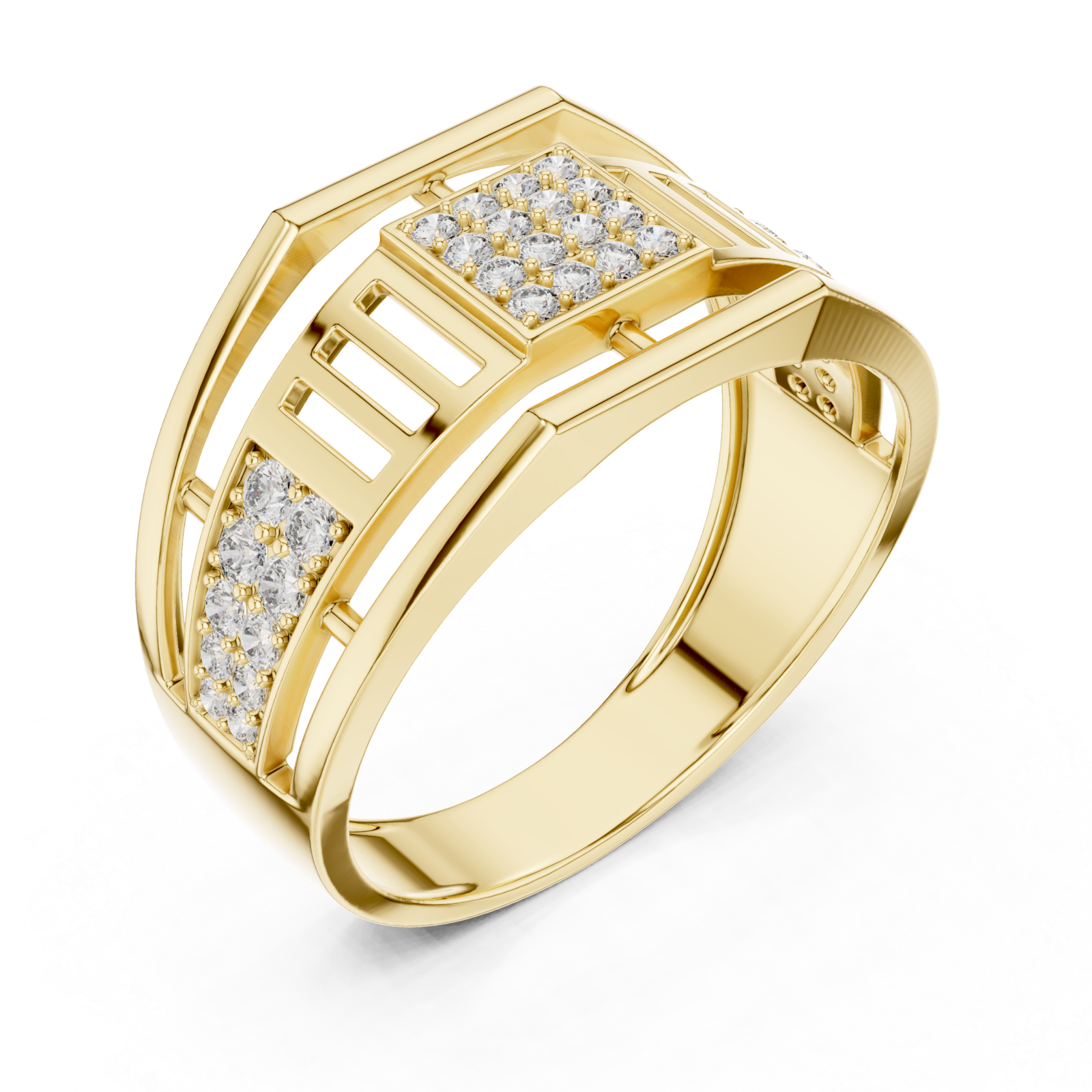 Gold Radiant Graceful Contour Ring Right View