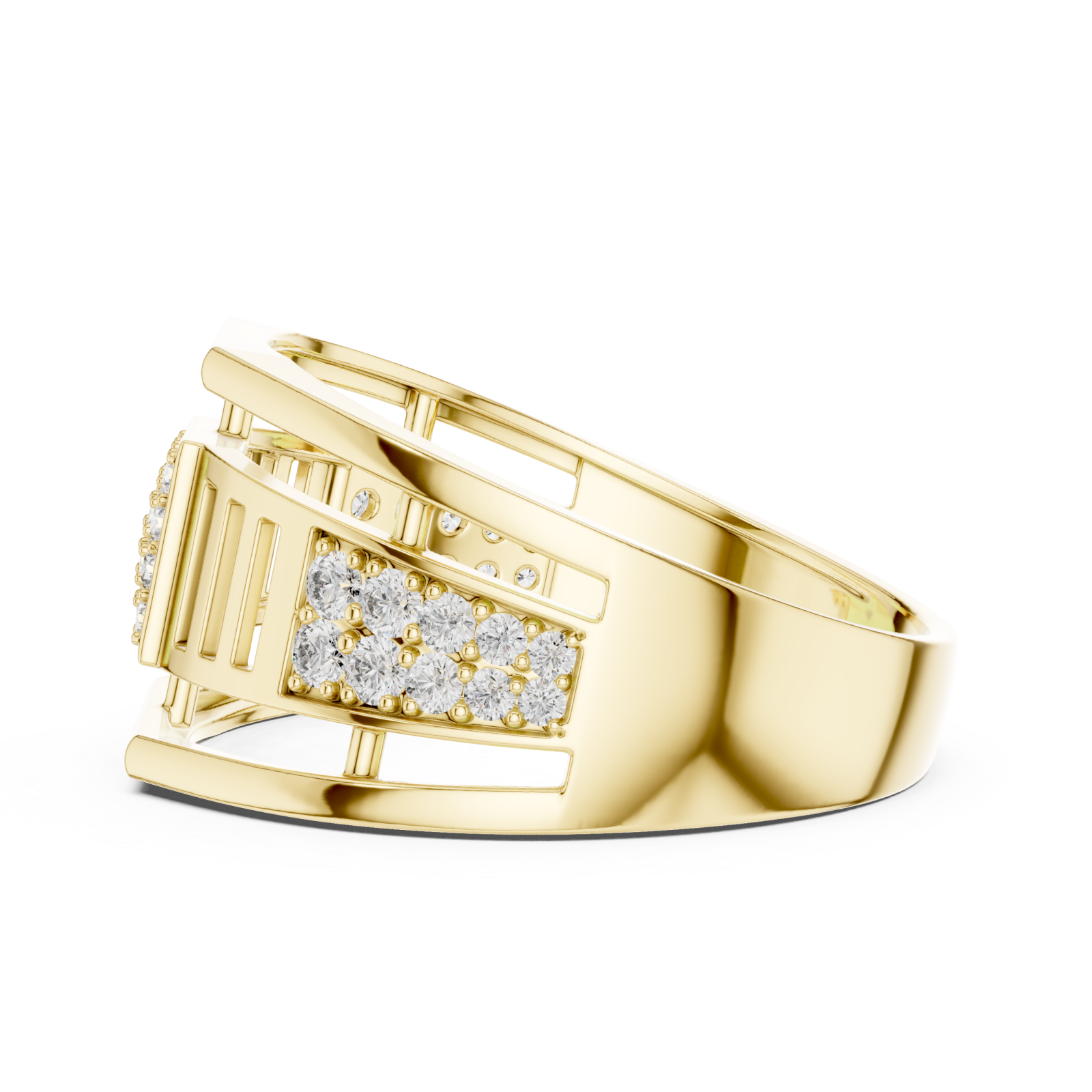  Gold Radiant Graceful Contour Ring Side View