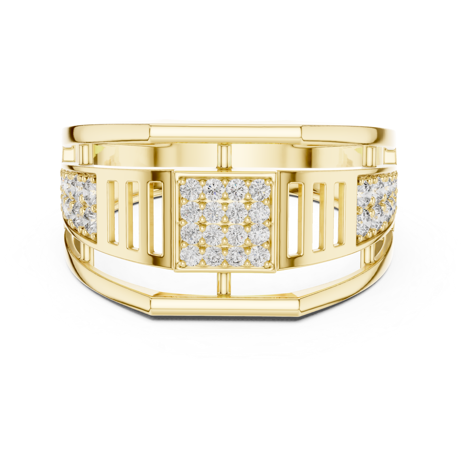  Gold Radiant Graceful Contour Ring Front View