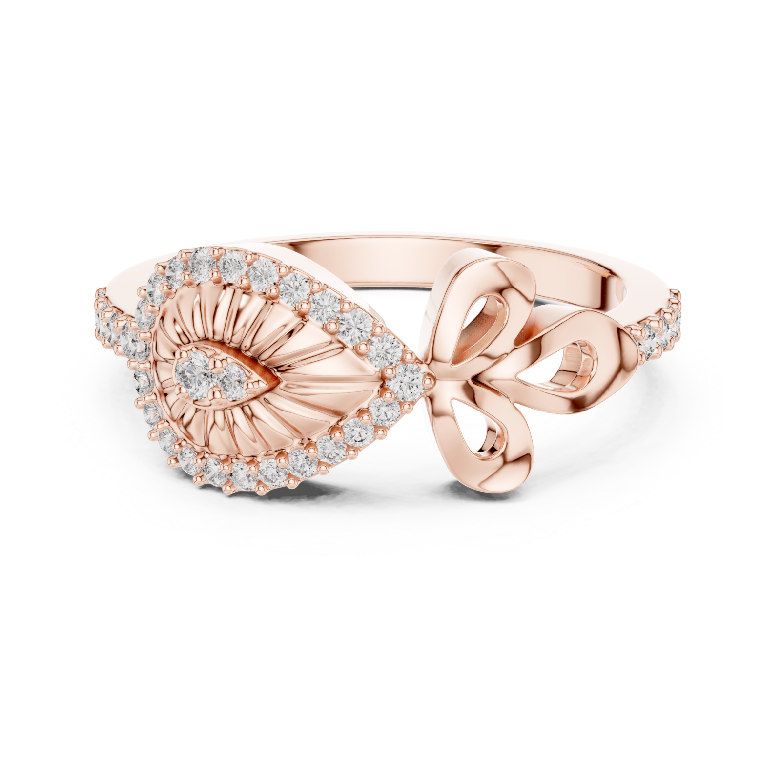 Rose Gold Twilight Bow Statement Ring Front View