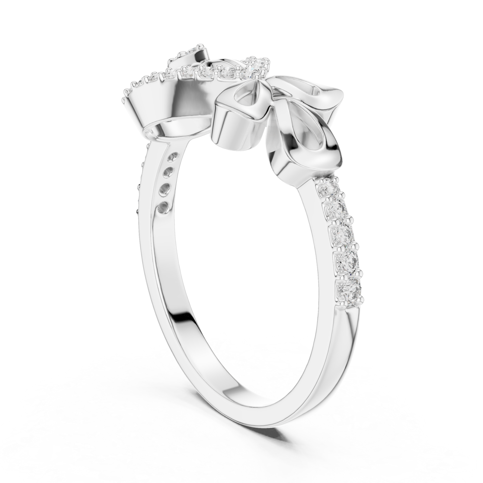  White Gold Twilight Bow Statement Ring Left View