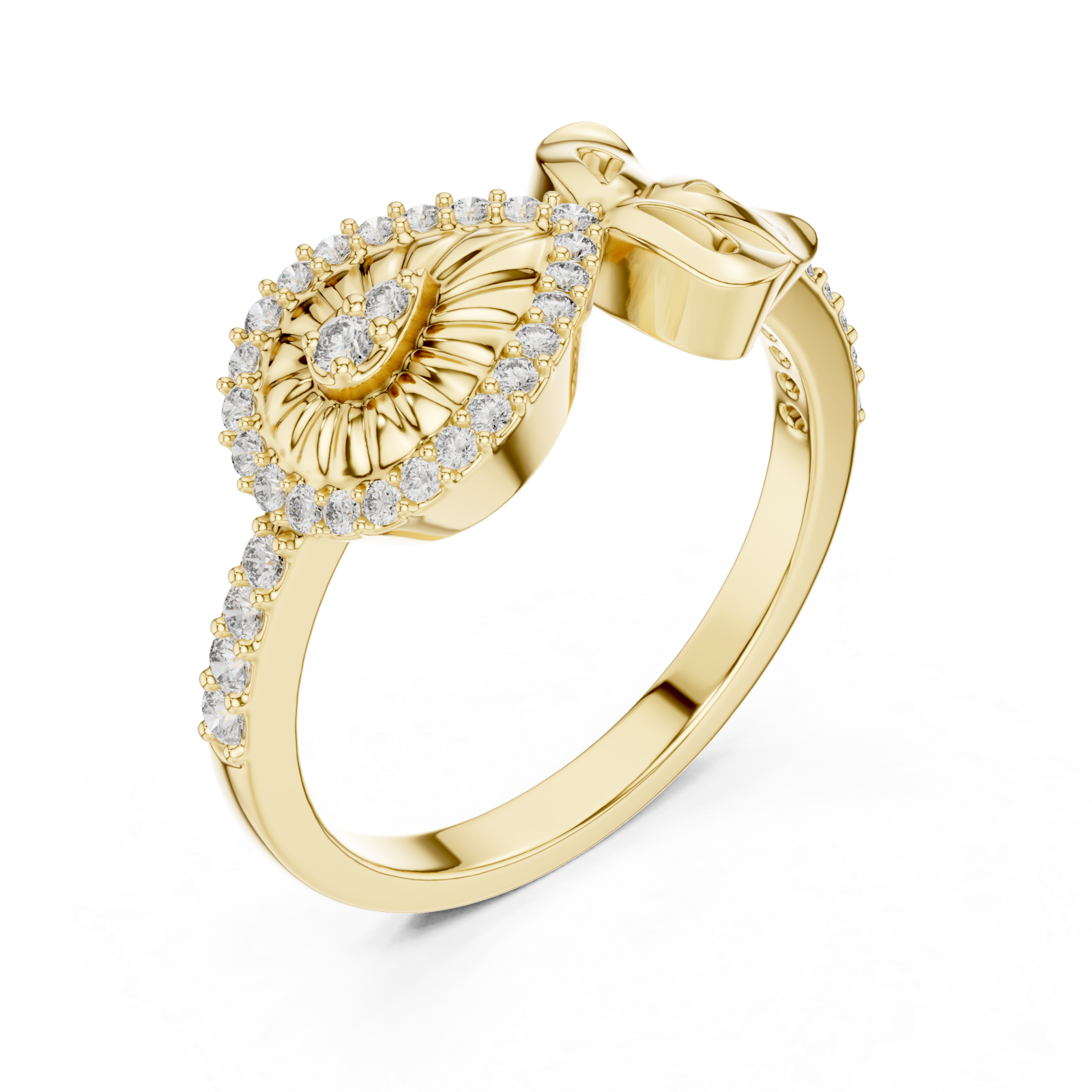 Gold Twilight Bow Statement Ring Right View