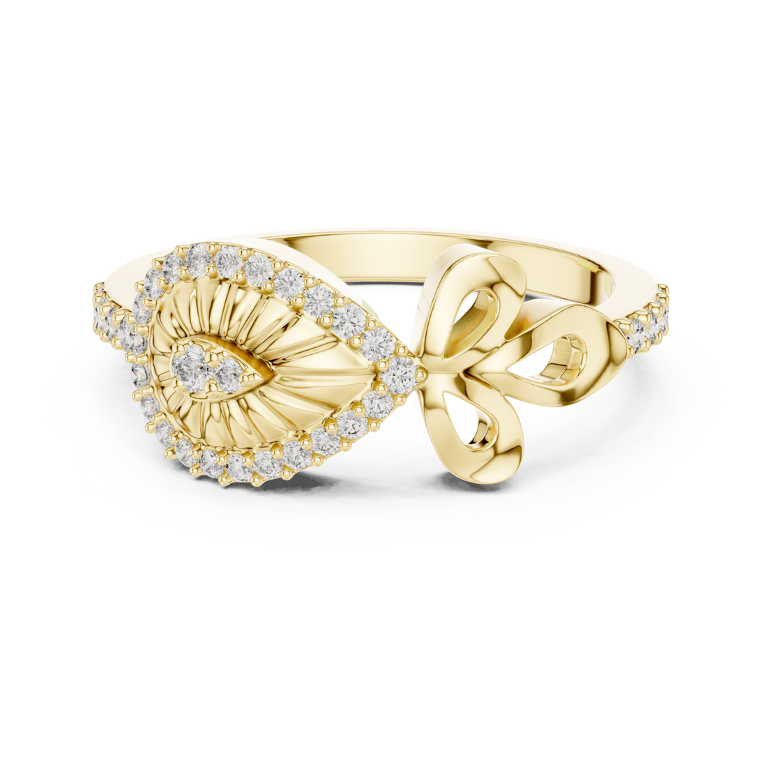 Gold Twilight Bow Statement Ring Right View
