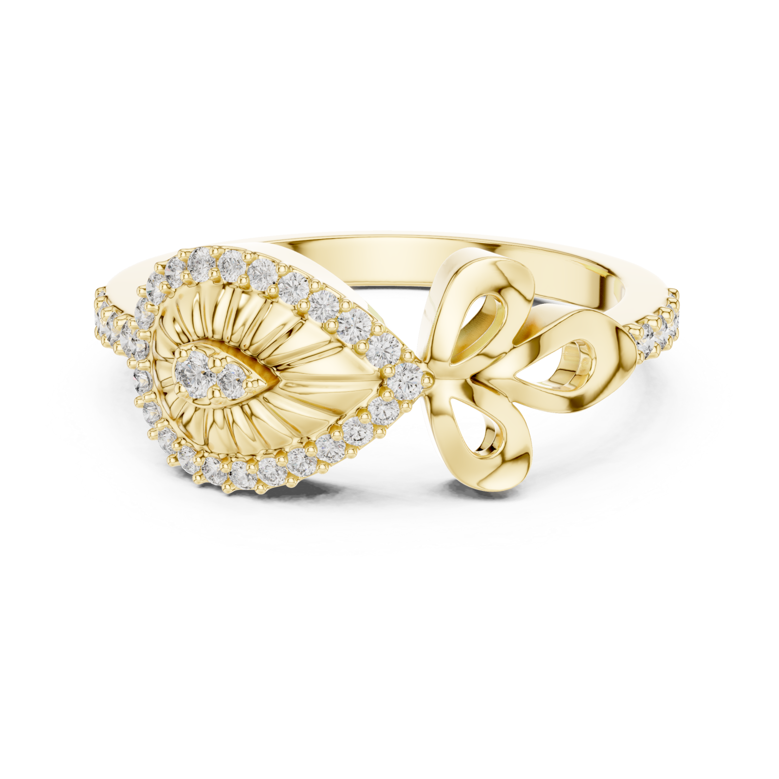  Gold Twilight Bow Statement Ring Front View
