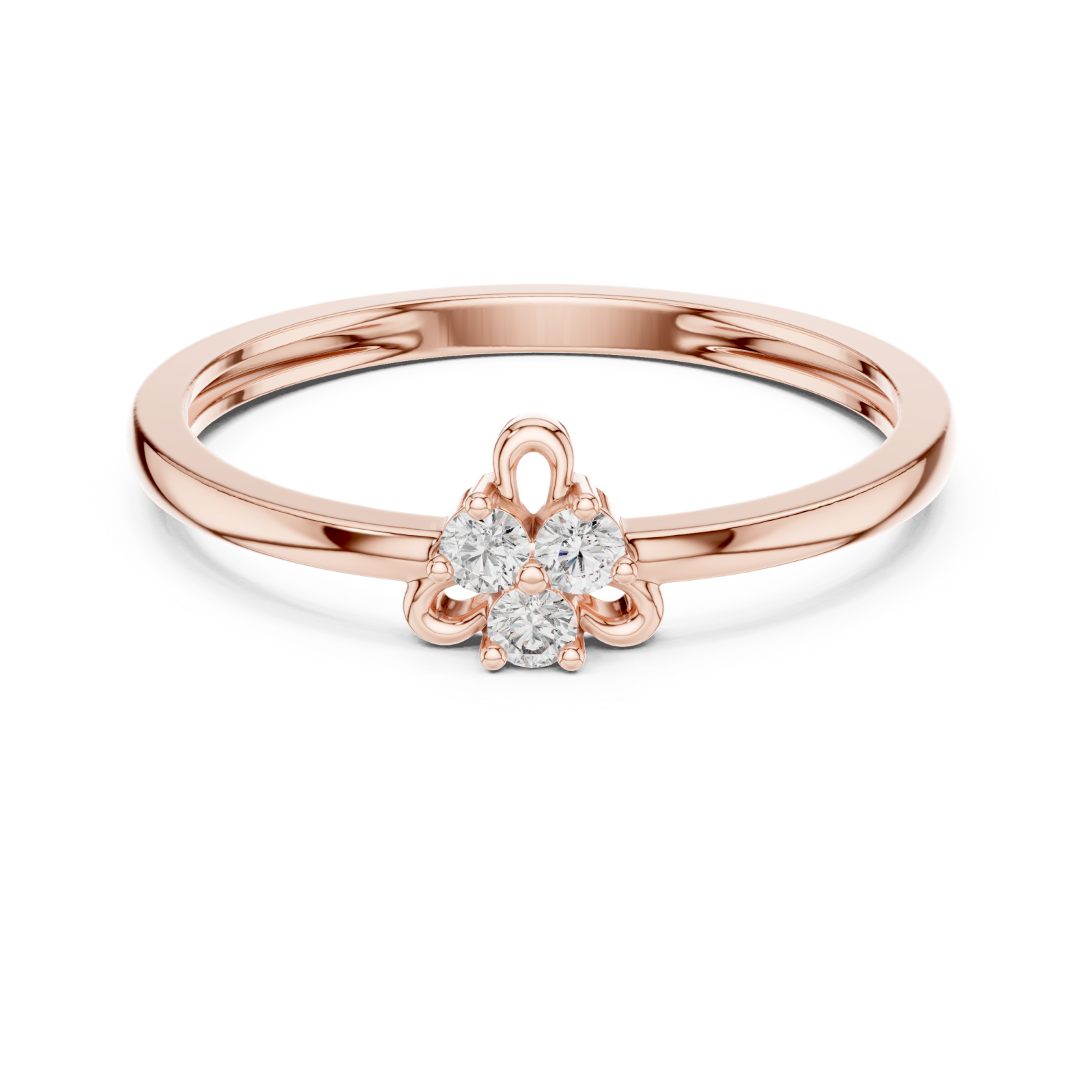  Rose Gold Twilight Embrace Modern Solitaire Band Front View