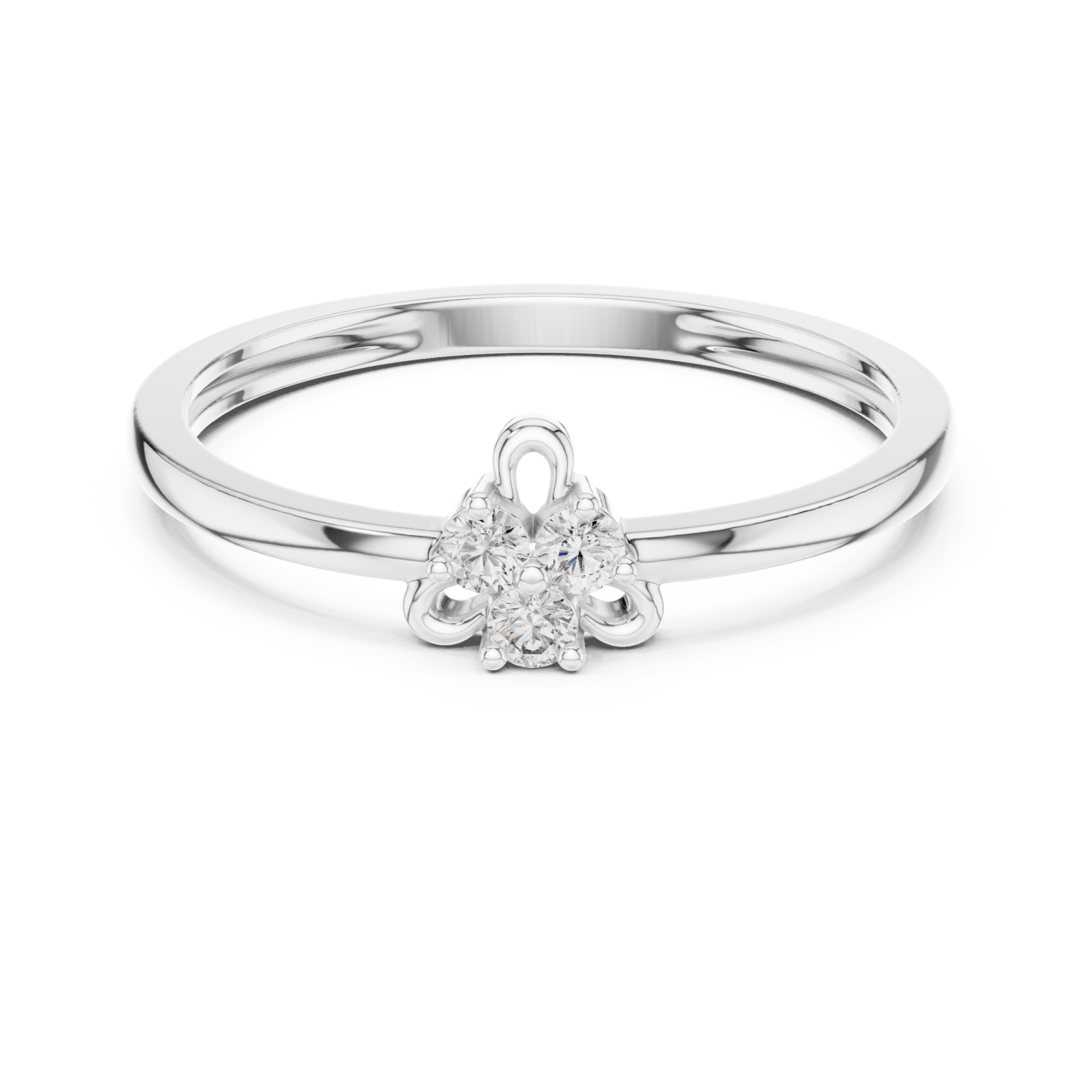  White Gold Twilight Embrace Modern Solitaire Band Front View