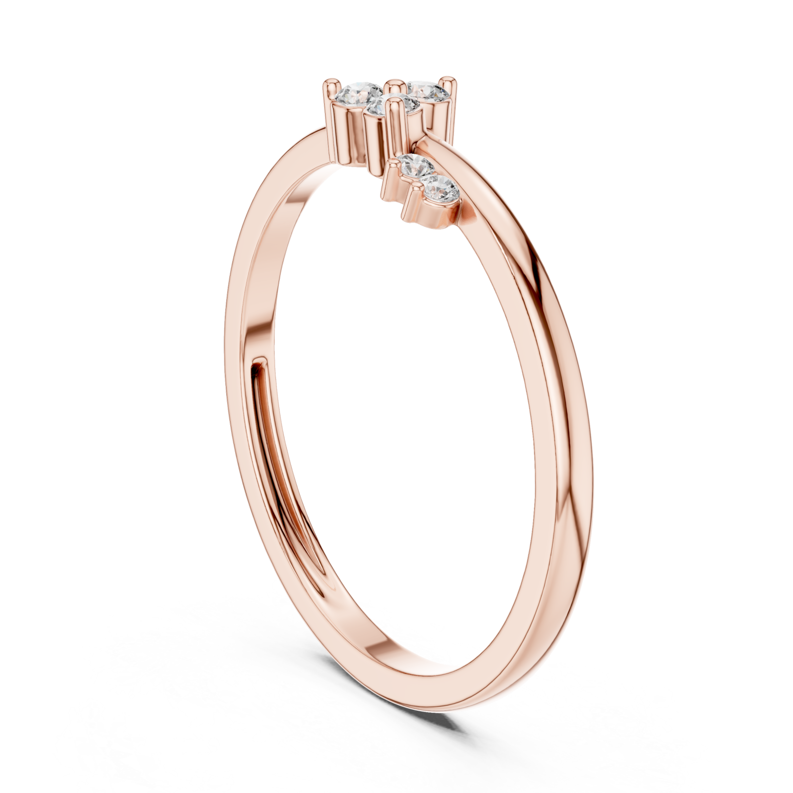  Rose Gold Celestial Three Stone Whisper Band Left View
