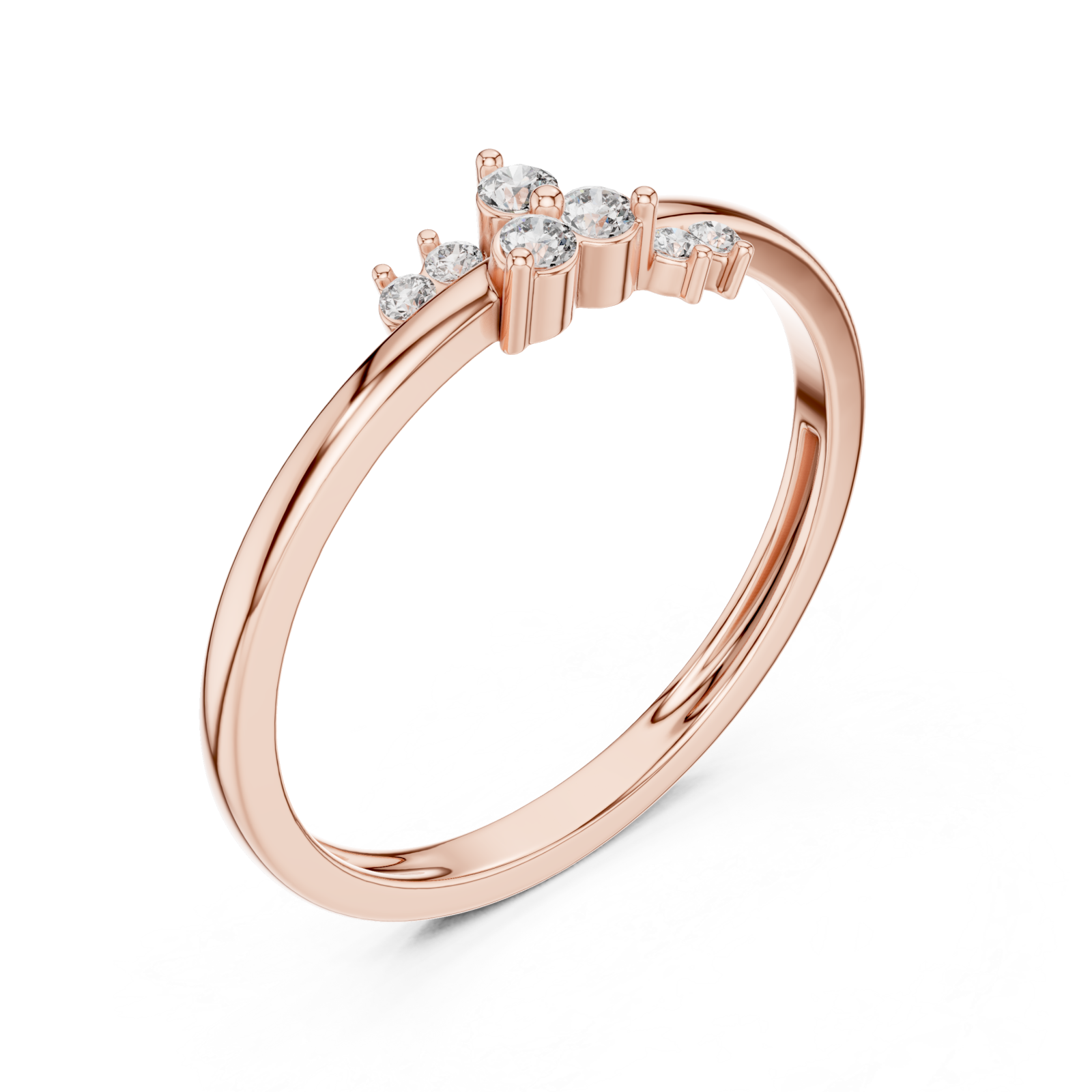  Rose Gold Celestial Three Stone Whisper Band Right View