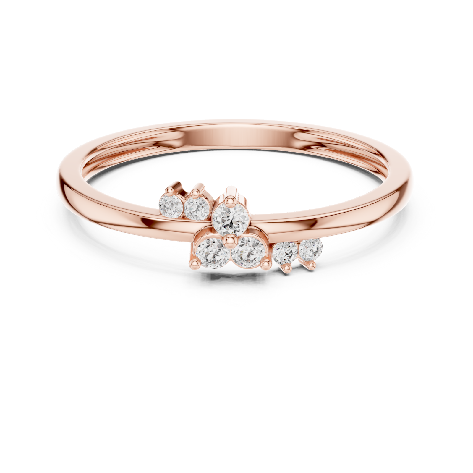  Rose Gold Celestial Three Stone Whisper Band Front View